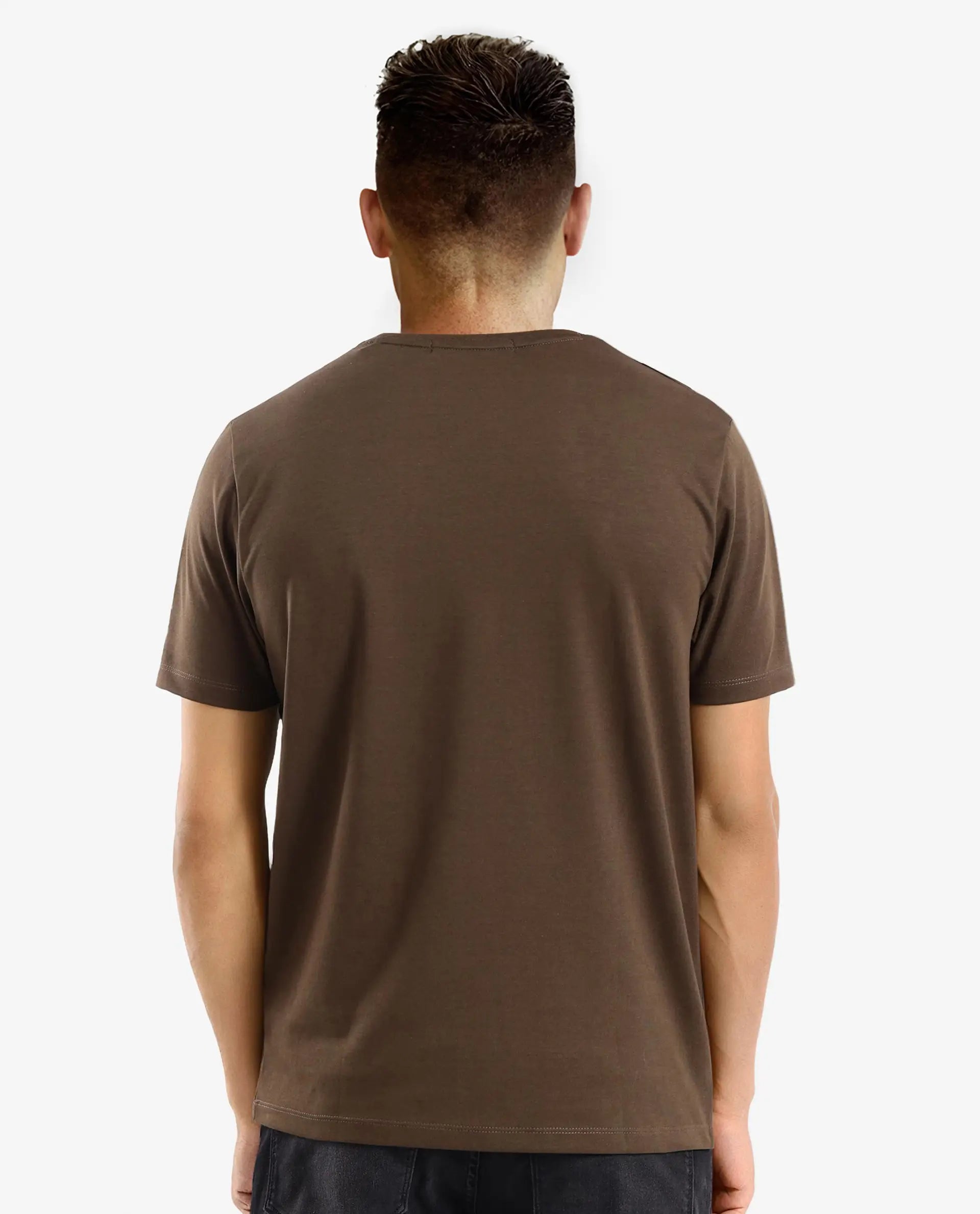 Rare Rabbit Men Antu Olive Cotton Polyester Fabric Short Sleeve Crew Neck Logo Print T-Shirt