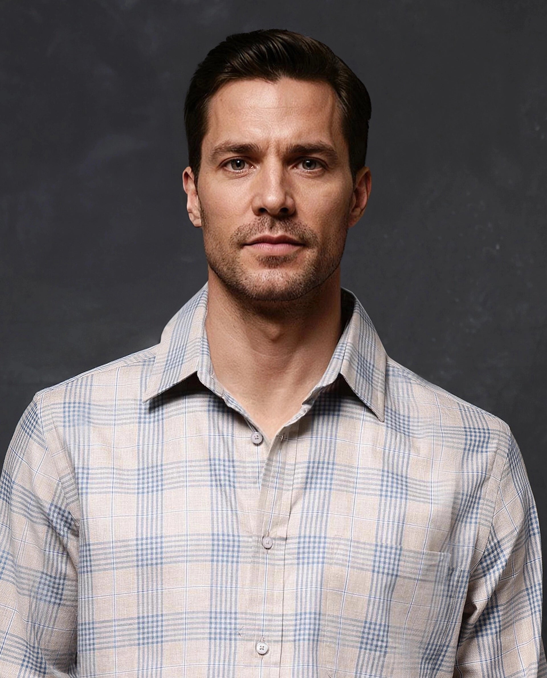 Rare Rabbit Men Aporo Beige Cotton Fabric Full Sleeve Regular Fit Checks Shirt