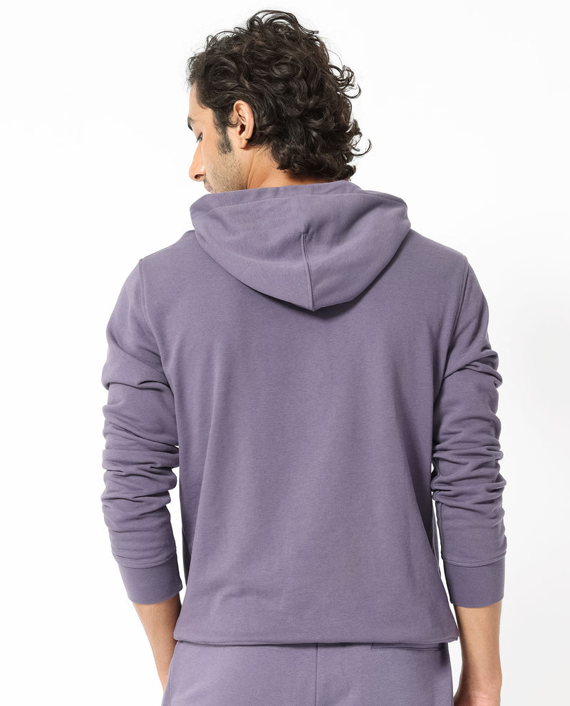 RARE RABBIT MENS APRIL PURPLE SWEATSHIRT COTTON POLYESTER TERRY FABRIC HOODED NECK KNITTED FULL SLEEVES COMFORTABLE FIT