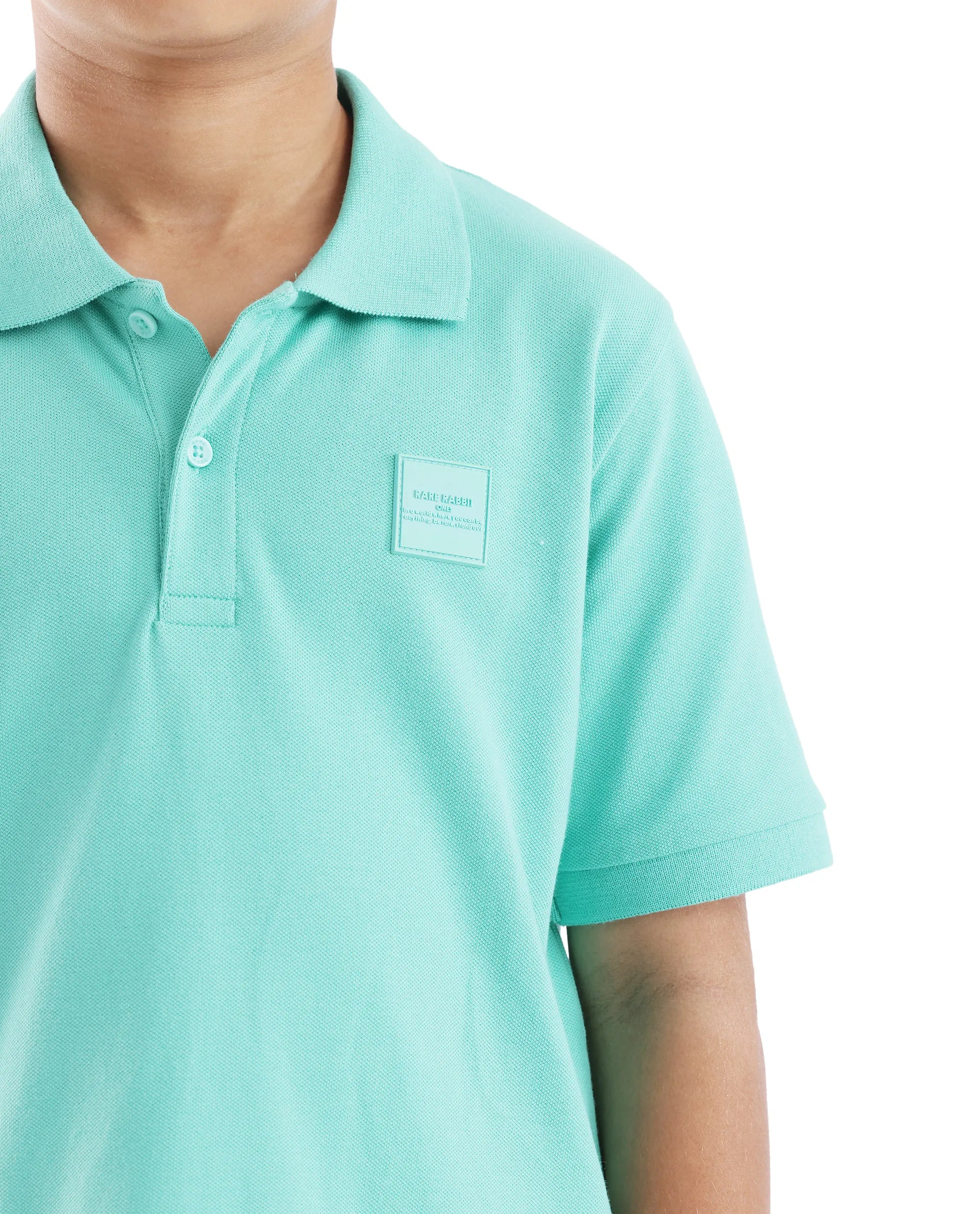 Rare Ones Kids Aran Light Green Cotton Short Sleeve Applique Print Polo