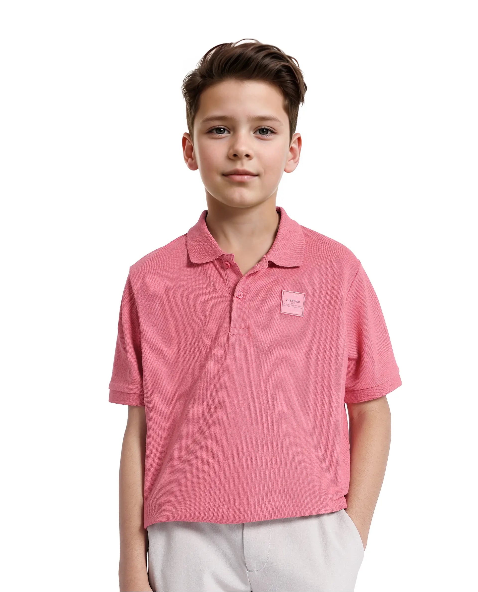 Rare Ones Kids Aran Pink Cotton Short Sleeve Polo Neck Applique Polo
