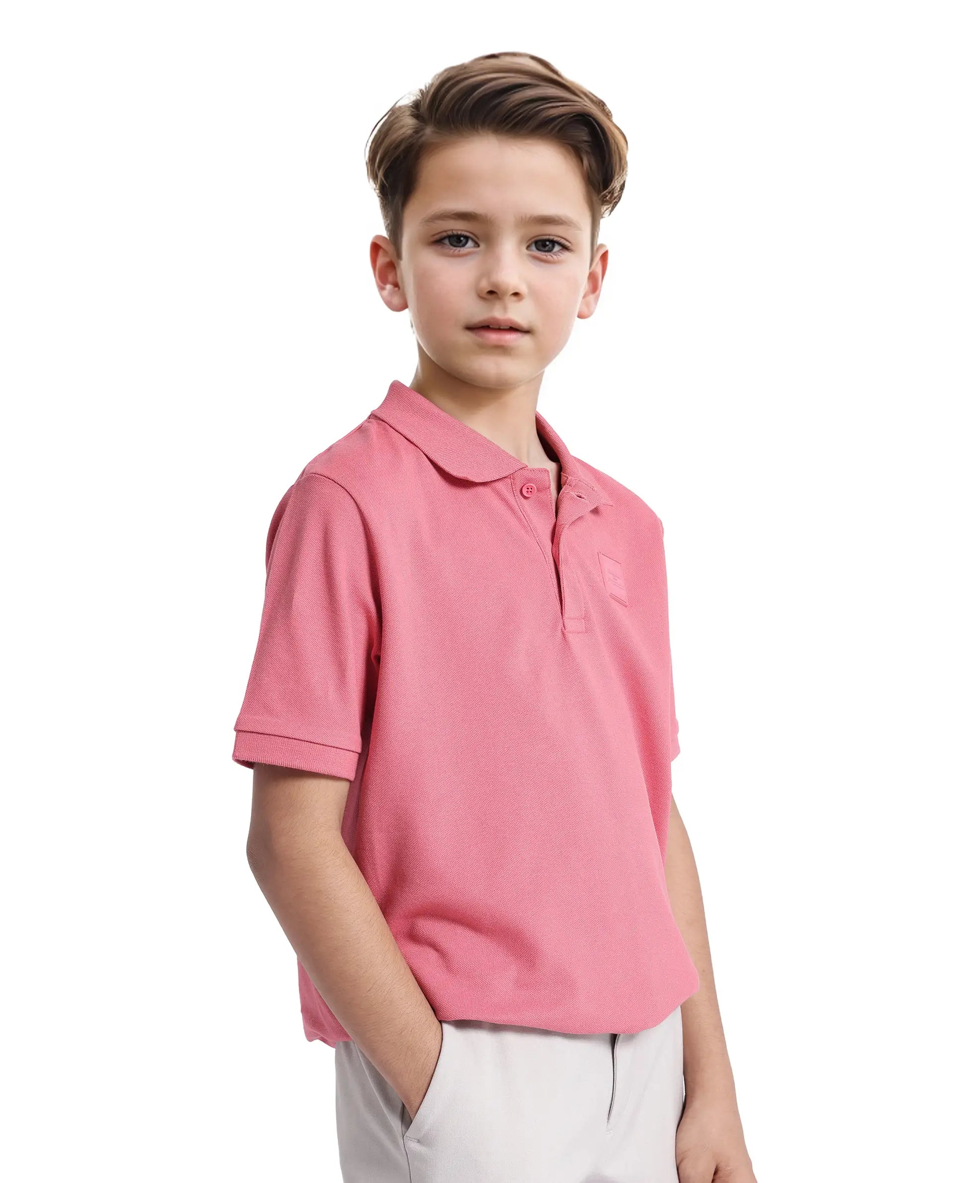 Rare Ones Kids Aran Pink Cotton Short Sleeve Polo Neck Applique Polo