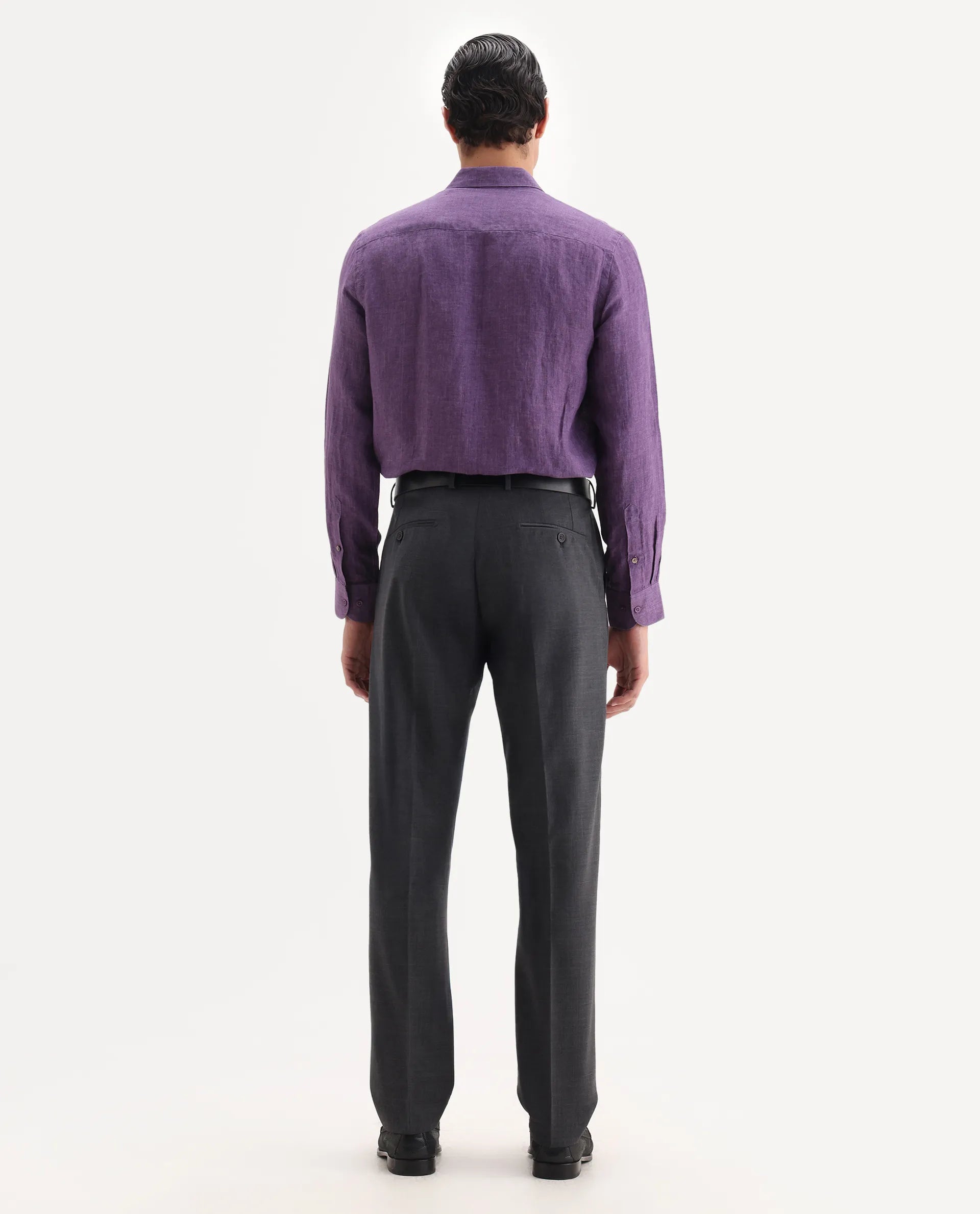 Rare Rabbit Men's Arbo Grey Wool Plain Regular Fit Trouser