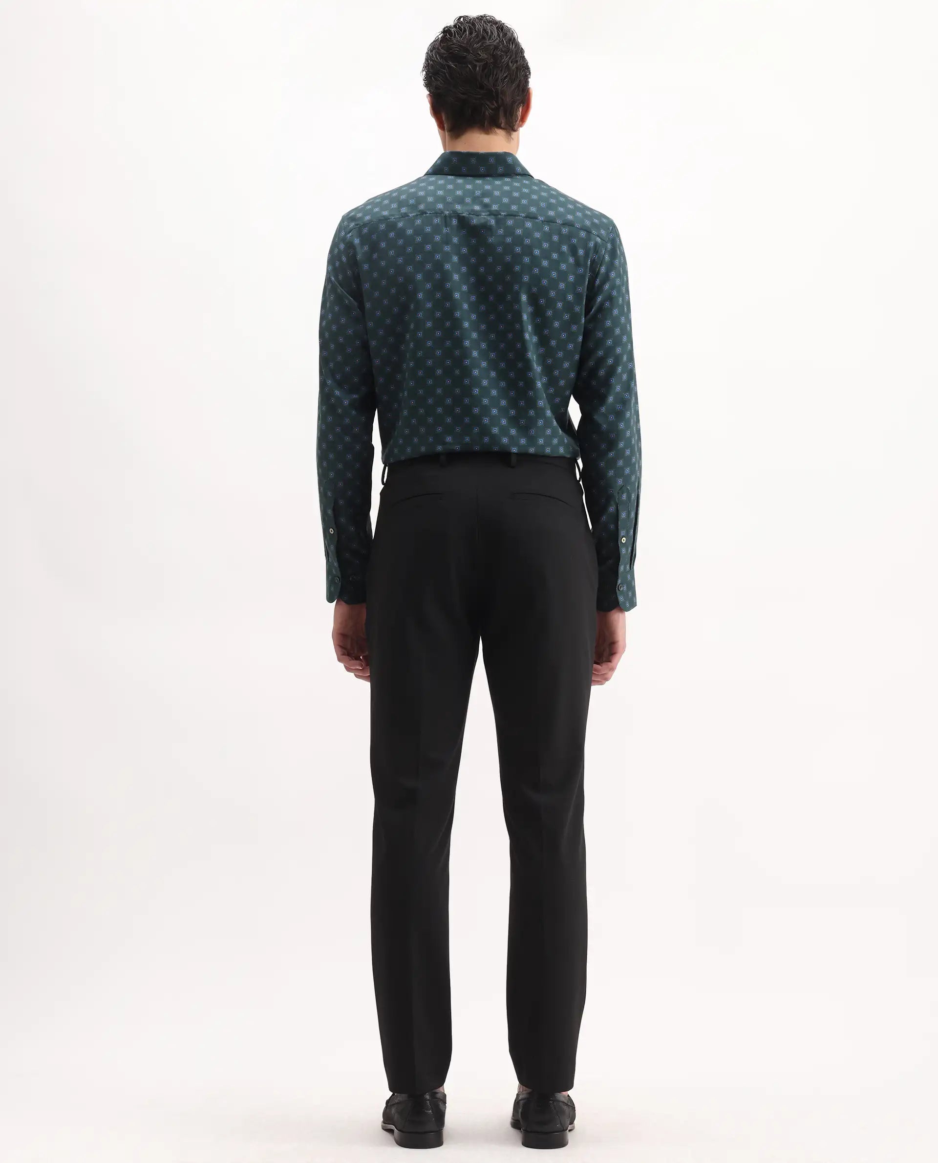 Rare Rabbit Men's Arcade Black Polyester Plain Regular Fit Trouser