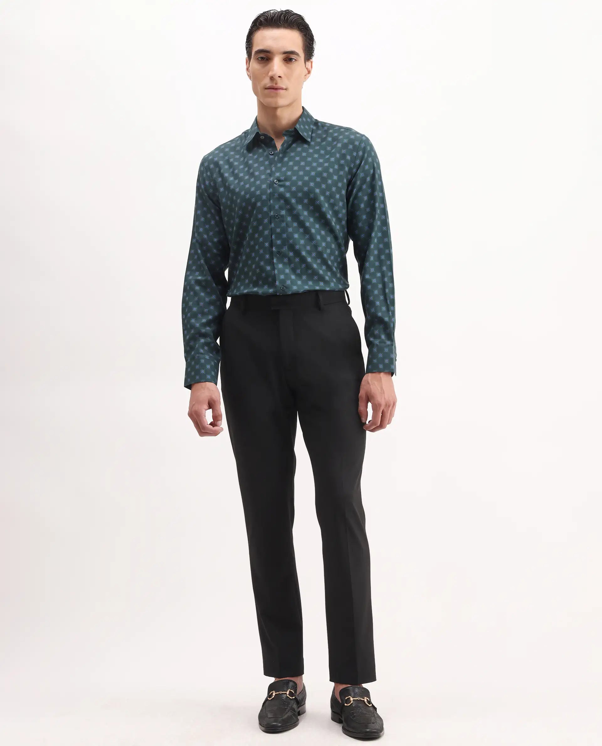 Rare Rabbit Men's Arcade Black Polyester Plain Regular Fit Trouser