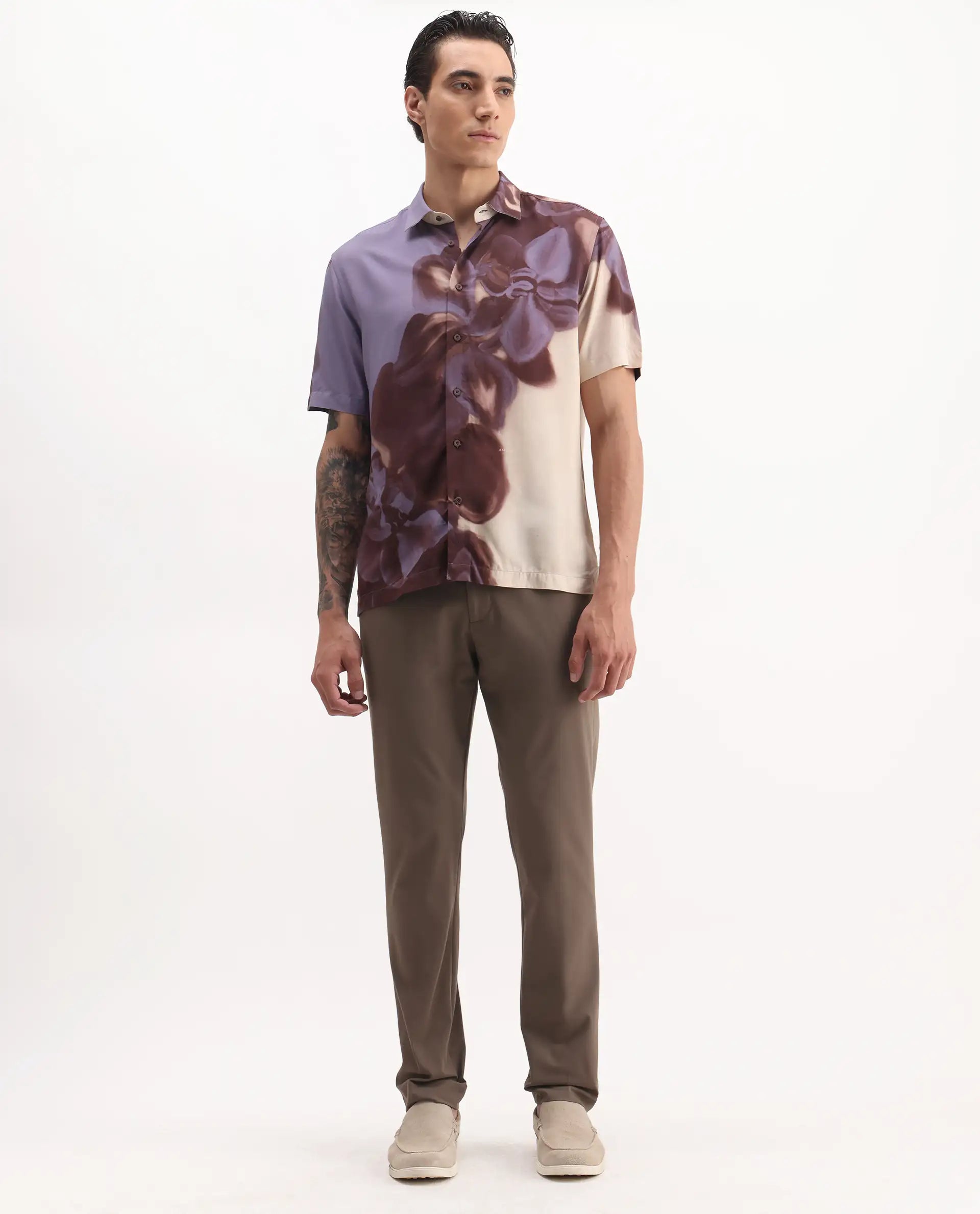 Rare Rabbit Men's Arcade Dark Grey Polyester Plain Regular Fit Trouser