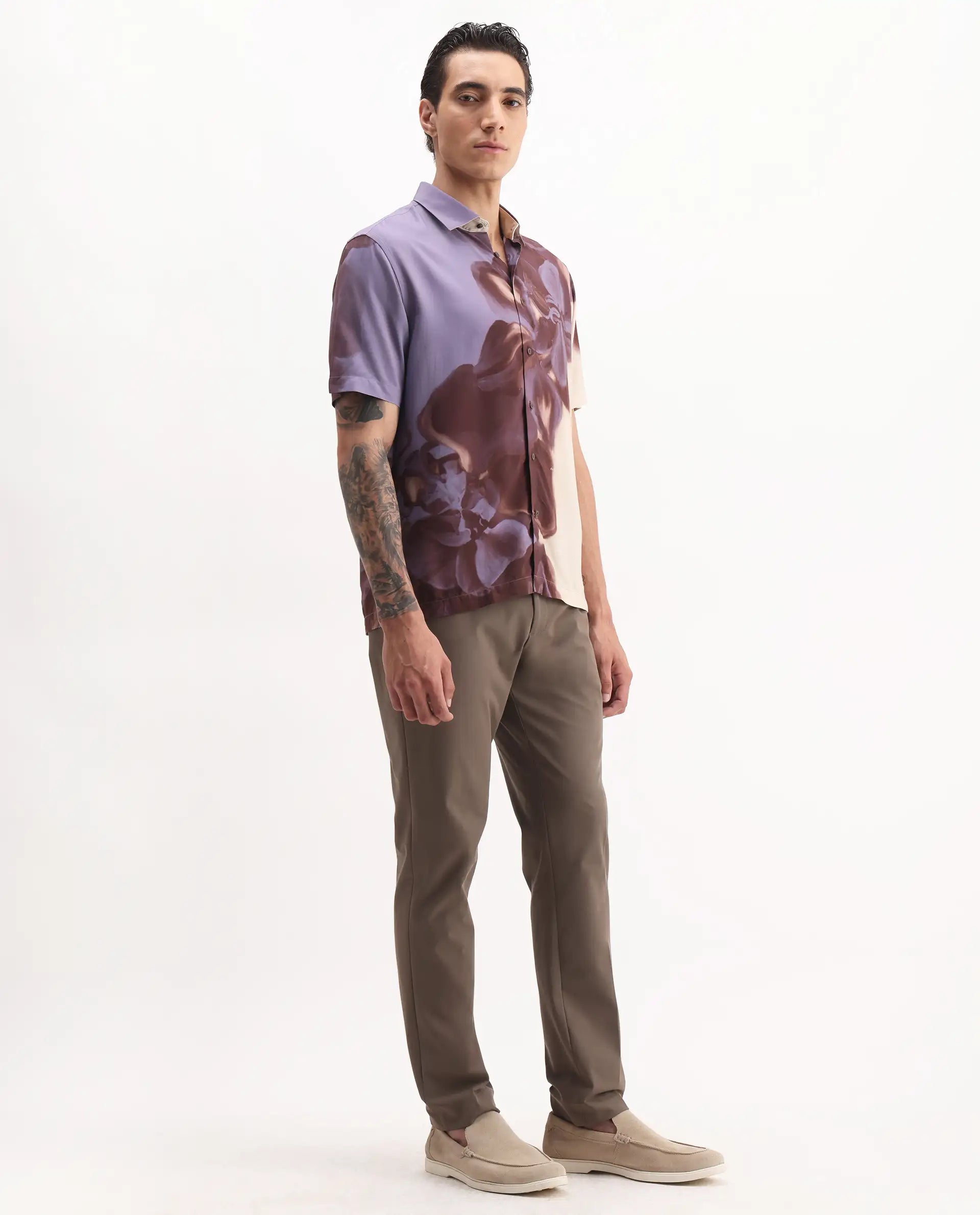 Rare Rabbit Men's Arcade Dark Grey Polyester Plain Regular Fit Trouser