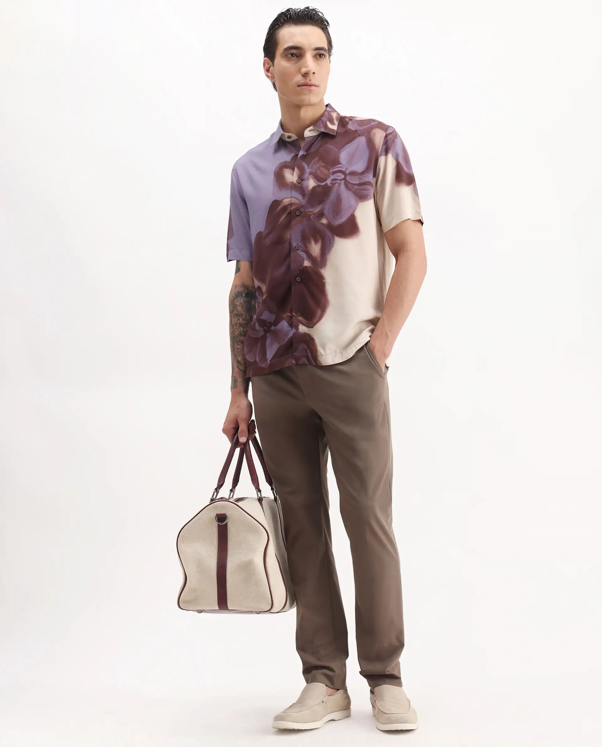 Rare Rabbit Men's Arcade Dark Grey Polyester Plain Regular Fit Trouser