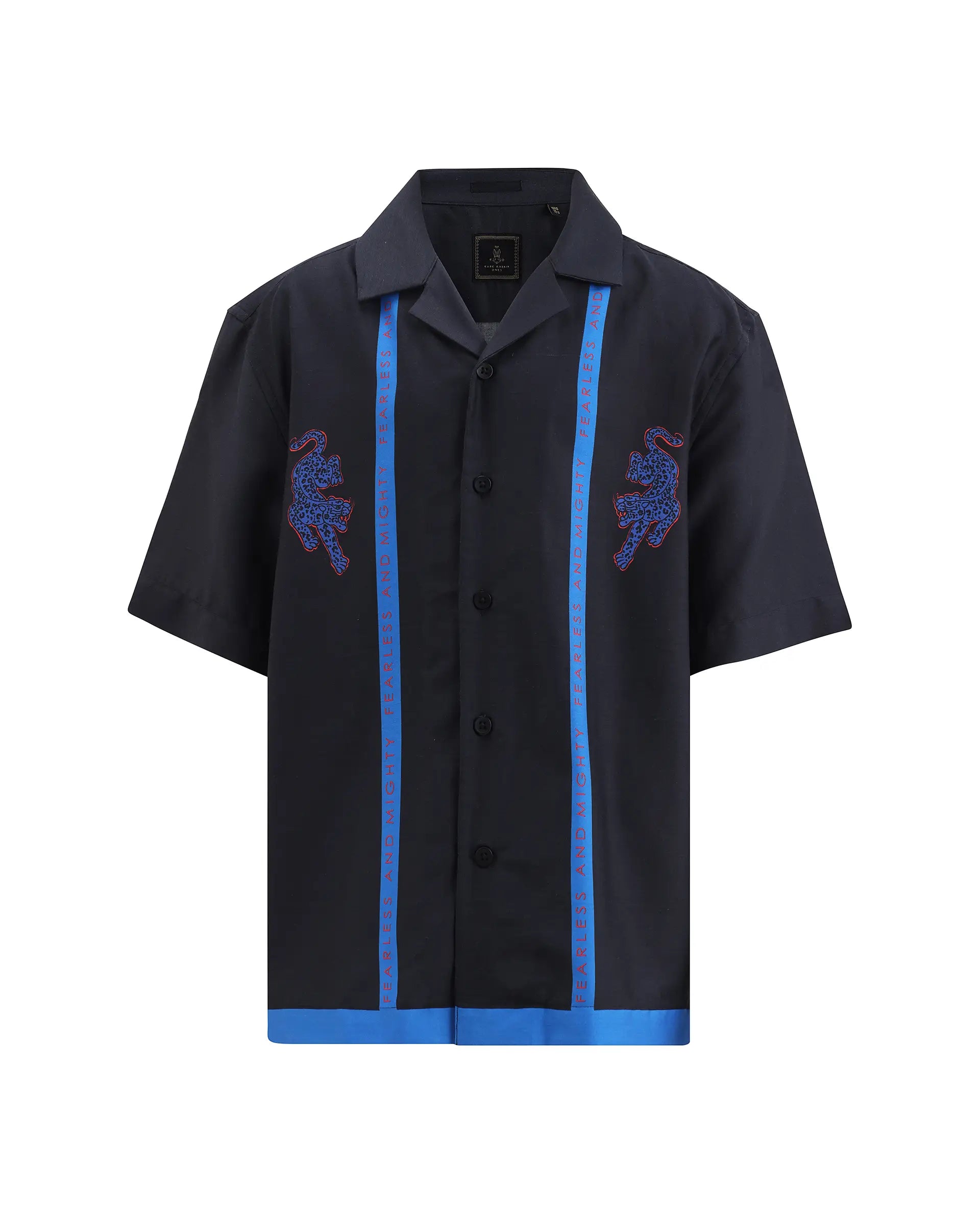 Rare Ones Kids Argo Black Cotton Blend Fabric Button Closure Boxy Fit Shirt