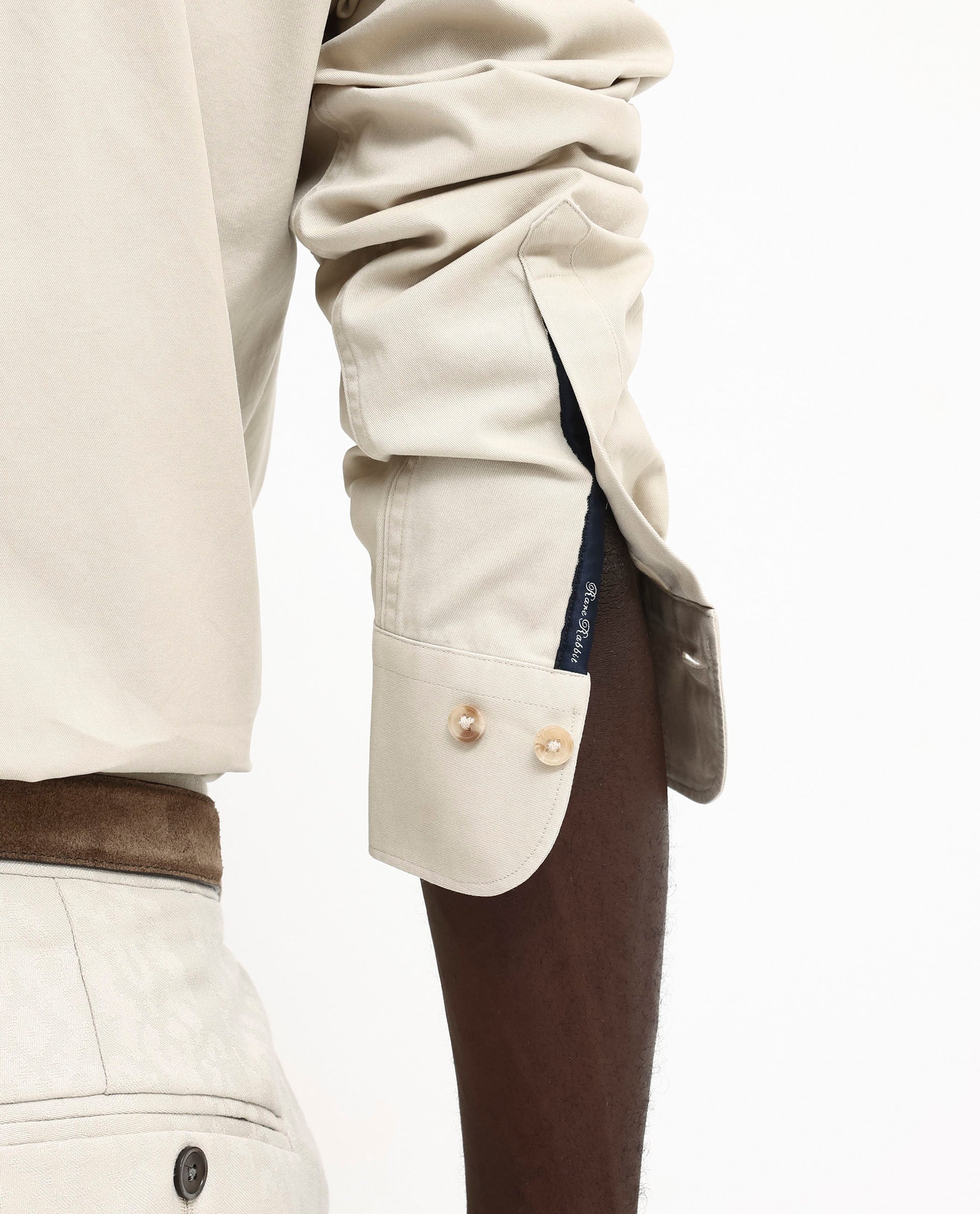 Rare Rabbit Men's Arlet Beige Cotton Fabric Full Sleeve Regular Fit Solid Shirt