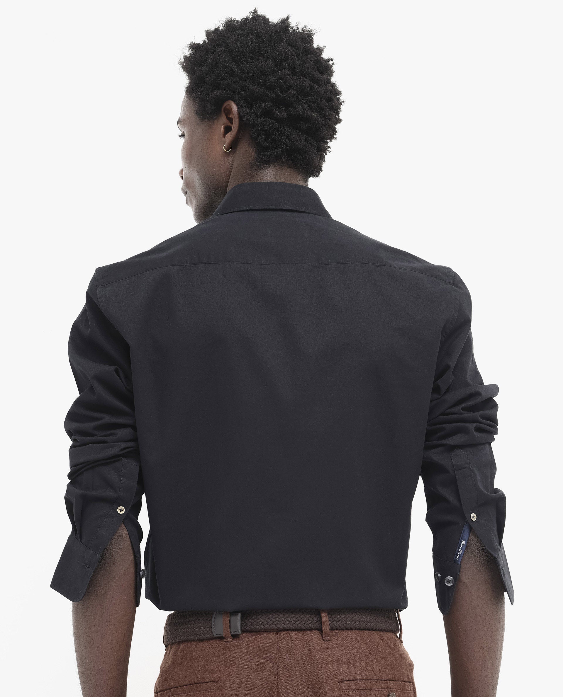 Rare Rabbit Men's Arlet Black Cotton Fabric Full Sleeve Regular Fit Solid Shirt