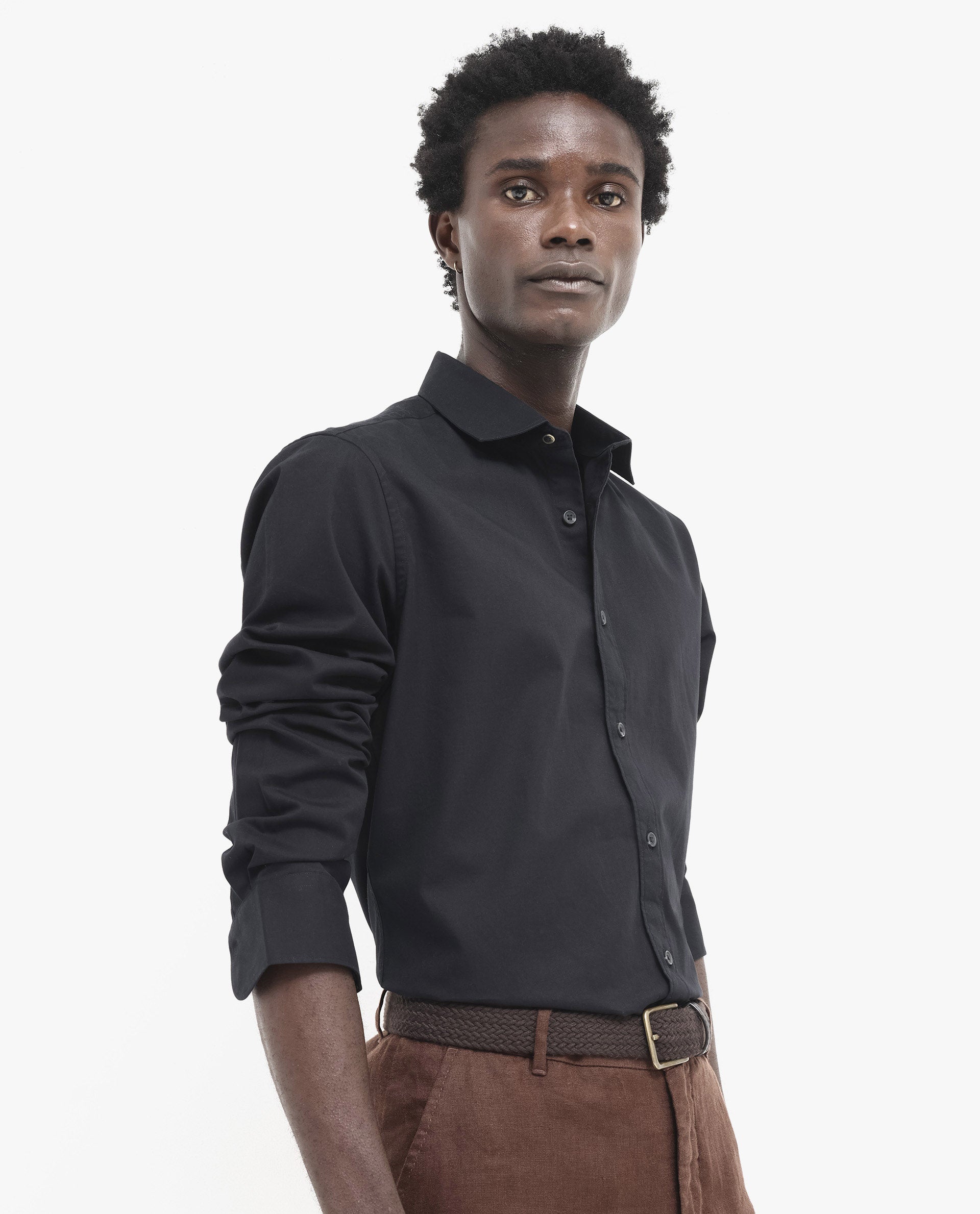 Rare Rabbit Men's Arlet Black Cotton Fabric Full Sleeve Regular Fit Solid Shirt