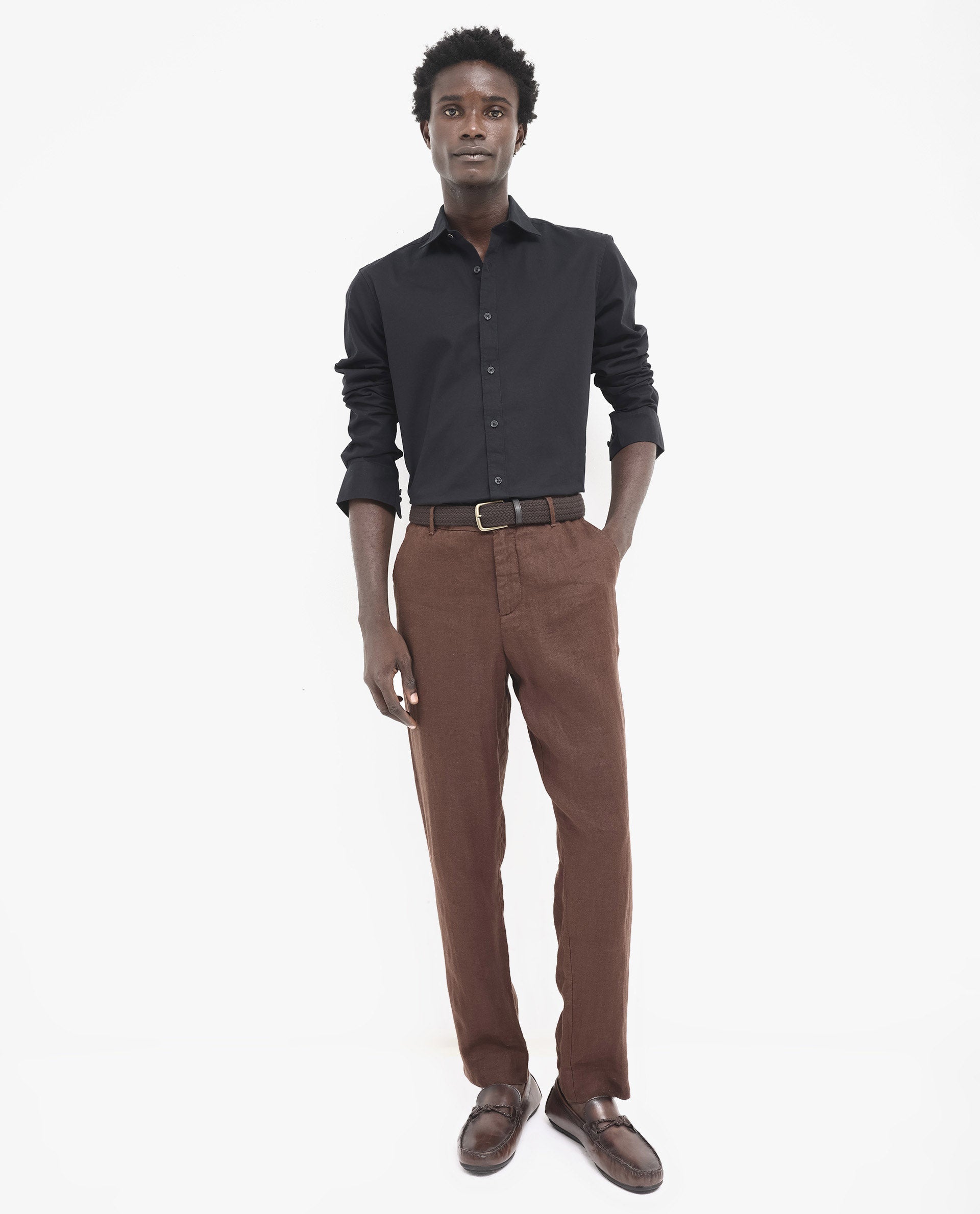 Rare Rabbit Men's Arlet Black Cotton Fabric Full Sleeve Regular Fit Solid Shirt