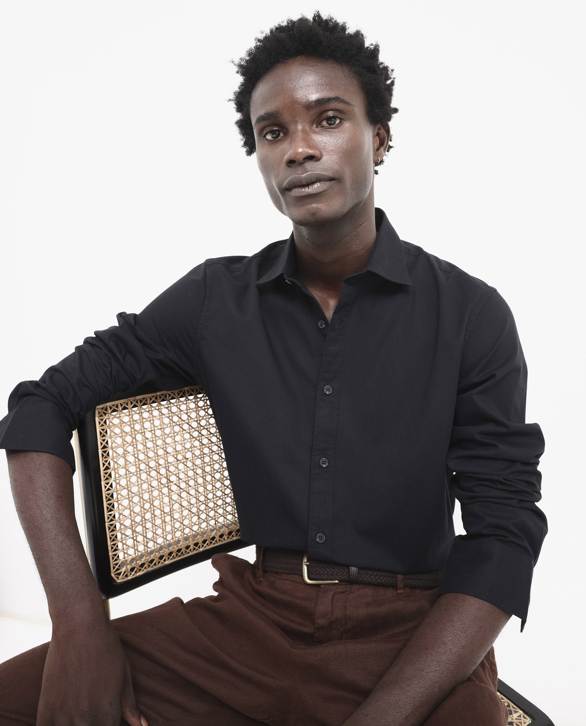 Rare Rabbit Men's Arlet Black Cotton Fabric Full Sleeve Regular Fit Solid Shirt