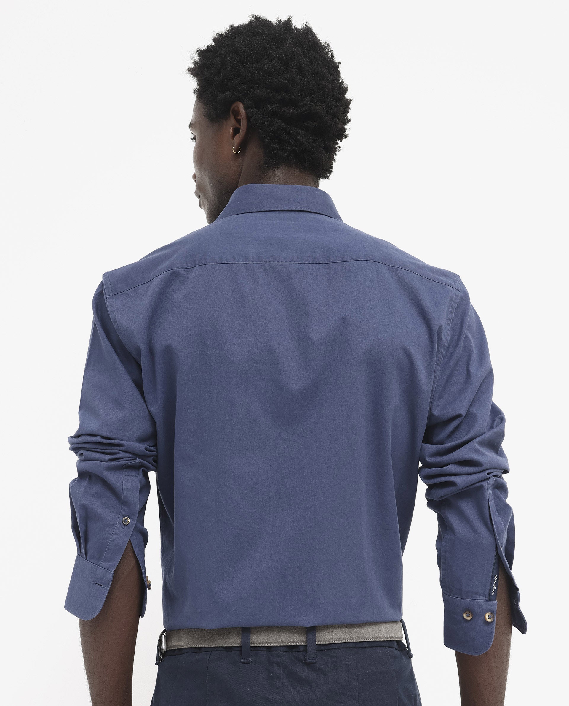 Rare Rabbit Men's Arlet Blue Cotton Fabric Full Sleeve Regular Fit Solid Shirt