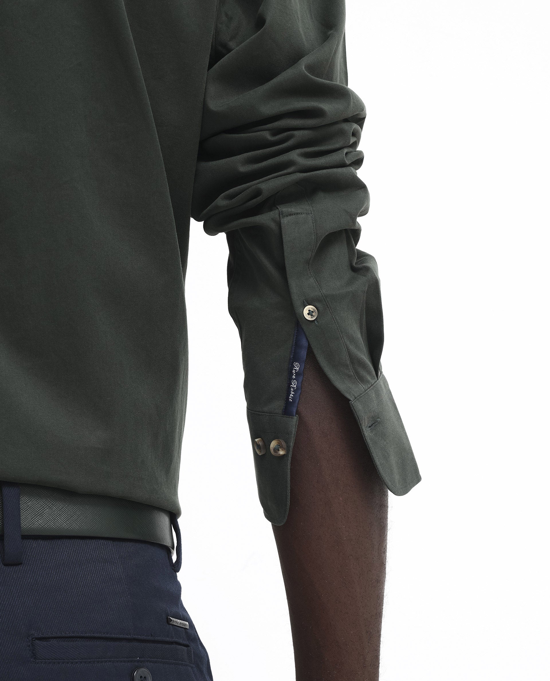 Rare Rabbit Men's Arlet Dark Green Cotton Fabric Full Sleeve Regular Fit Solid Shirt