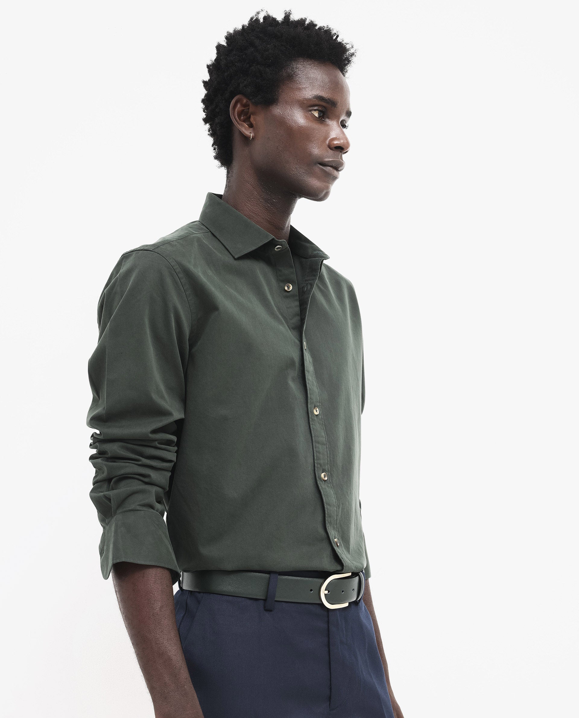 Rare Rabbit Men's Arlet Dark Green Cotton Fabric Full Sleeve Regular Fit Solid Shirt