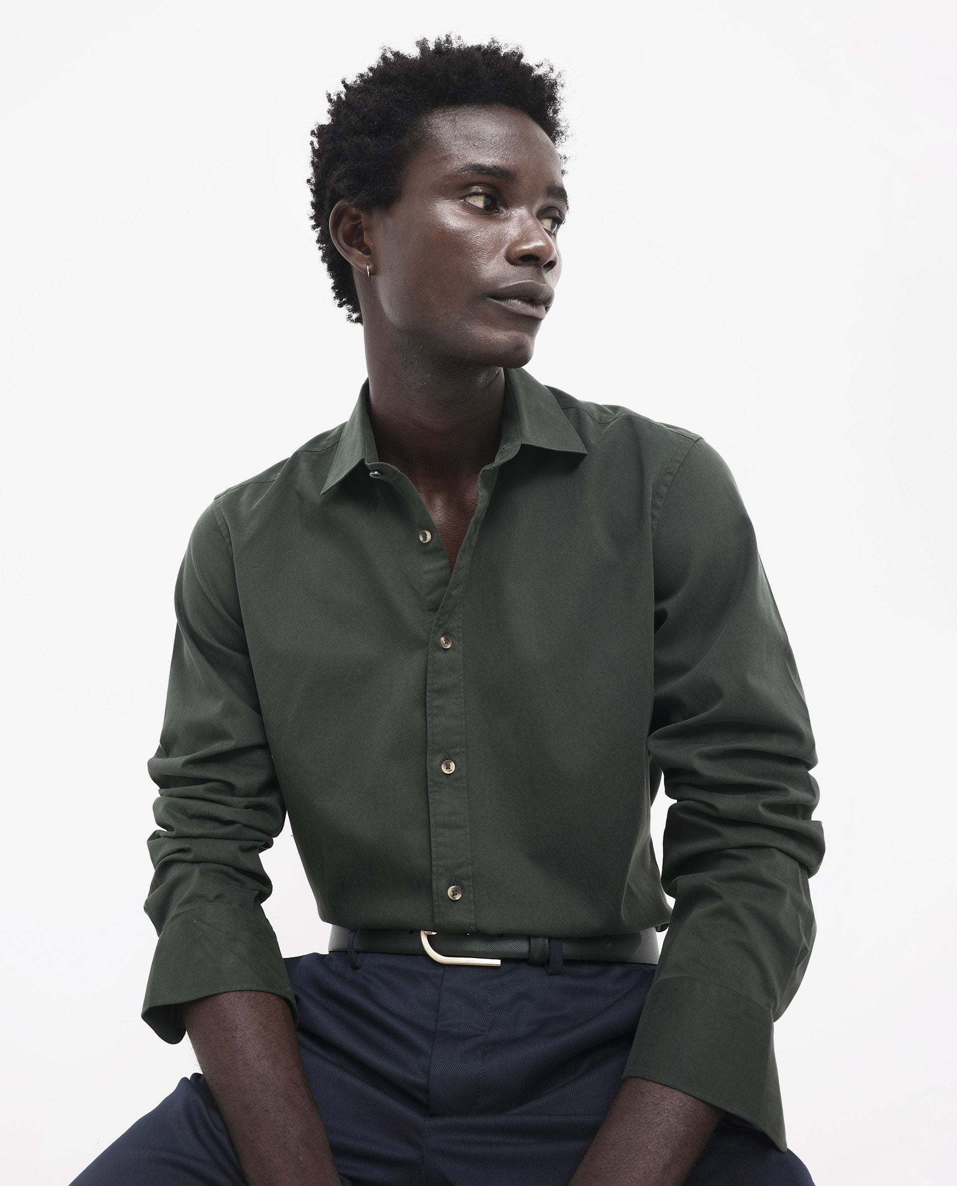 Rare Rabbit Men's Arlet Dark Green Cotton Fabric Full Sleeve Regular Fit Solid Shirt