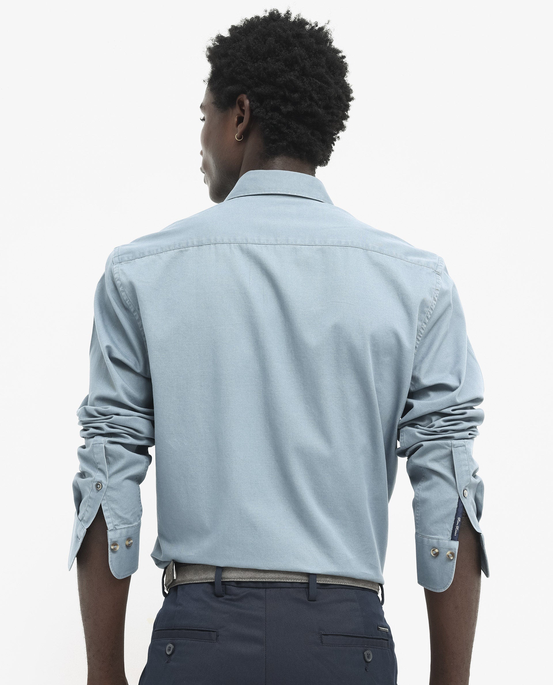 Rare Rabbit Men's Arlet Dusky Blue Cotton Fabric Full Sleeve Regular Fit Solid Shirt