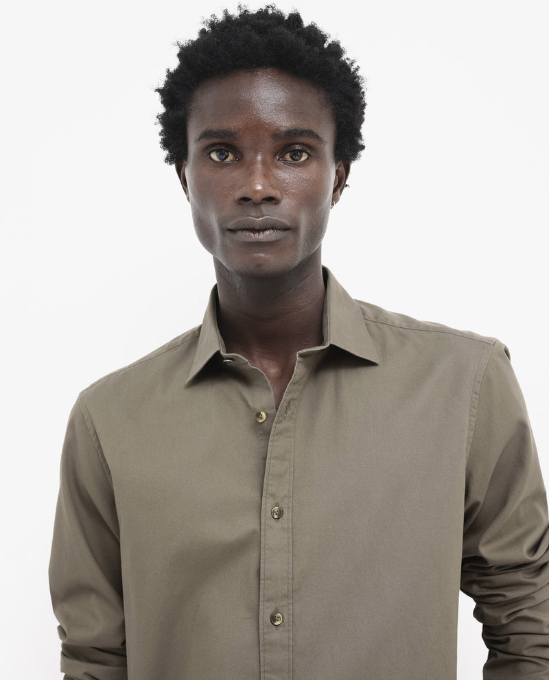 Rare Rabbit Men's Arlet Khaki Cotton Fabric Full Sleeve Regular Fit So