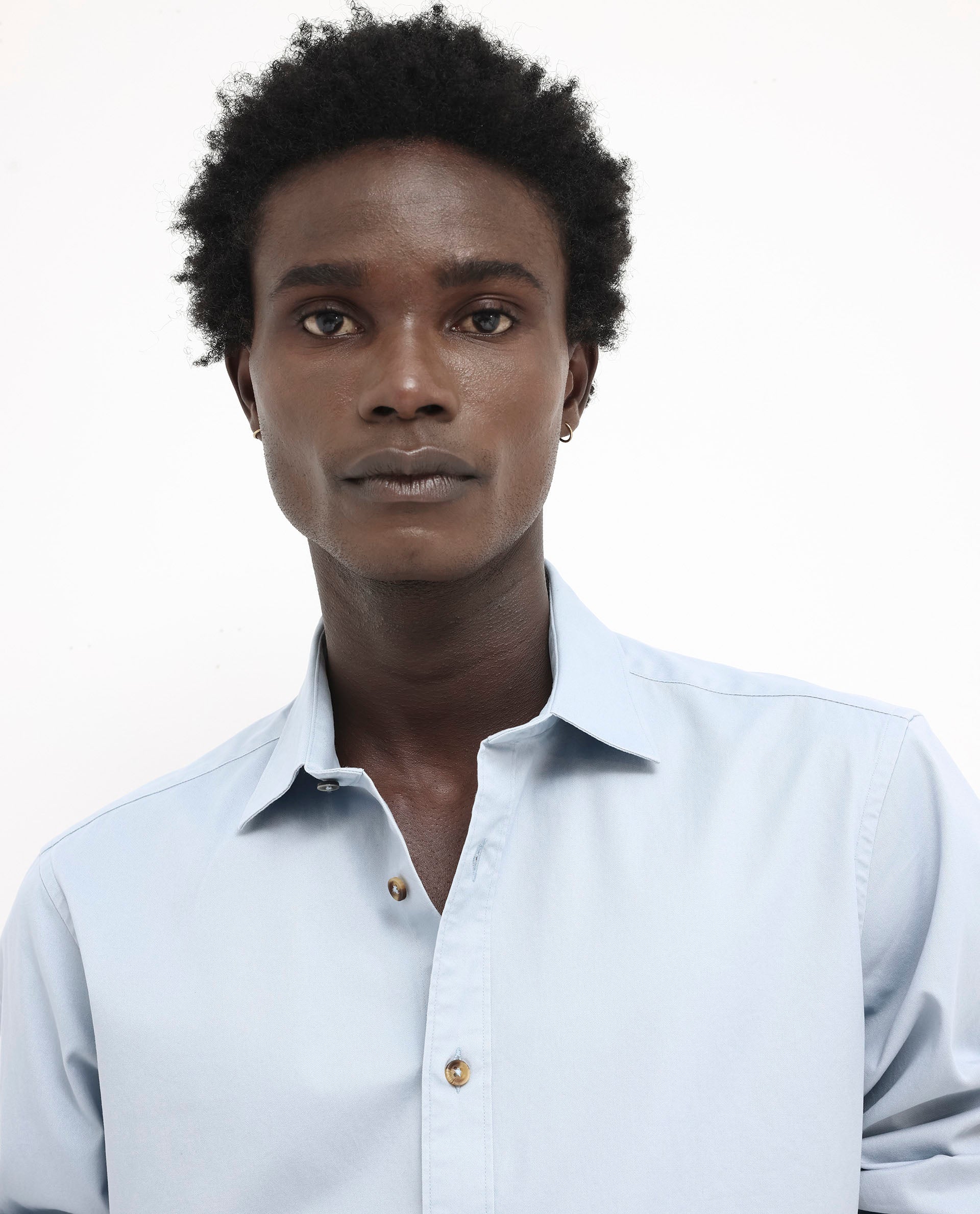 Rare Rabbit Men's Arlet Light Blue Cotton Fabric Full Sleeve Regular Fit Solid Shirt