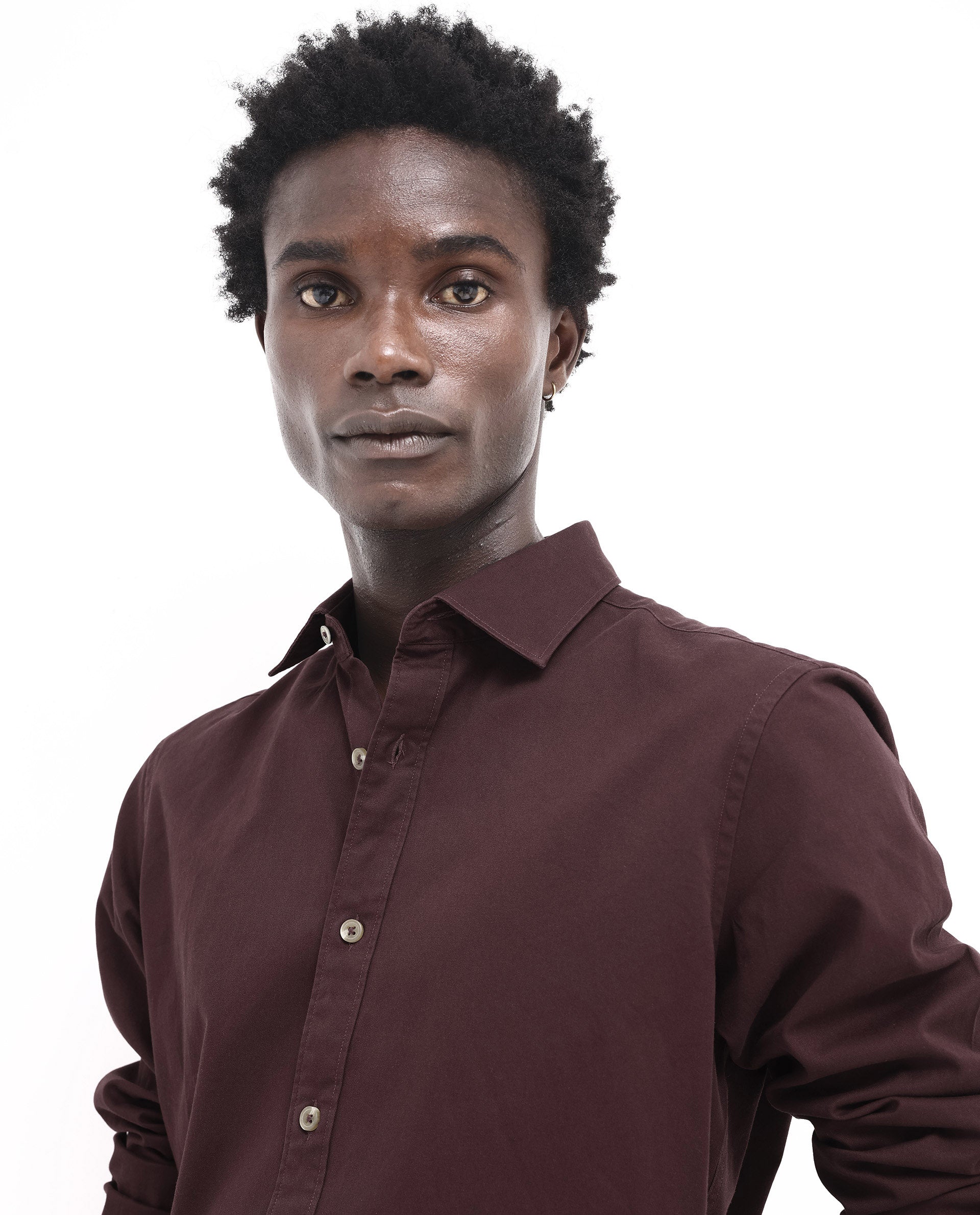 Rare Rabbit Men's Arlet Maroon Cotton Fabric Full Sleeve Regular Fit Solid Shirt