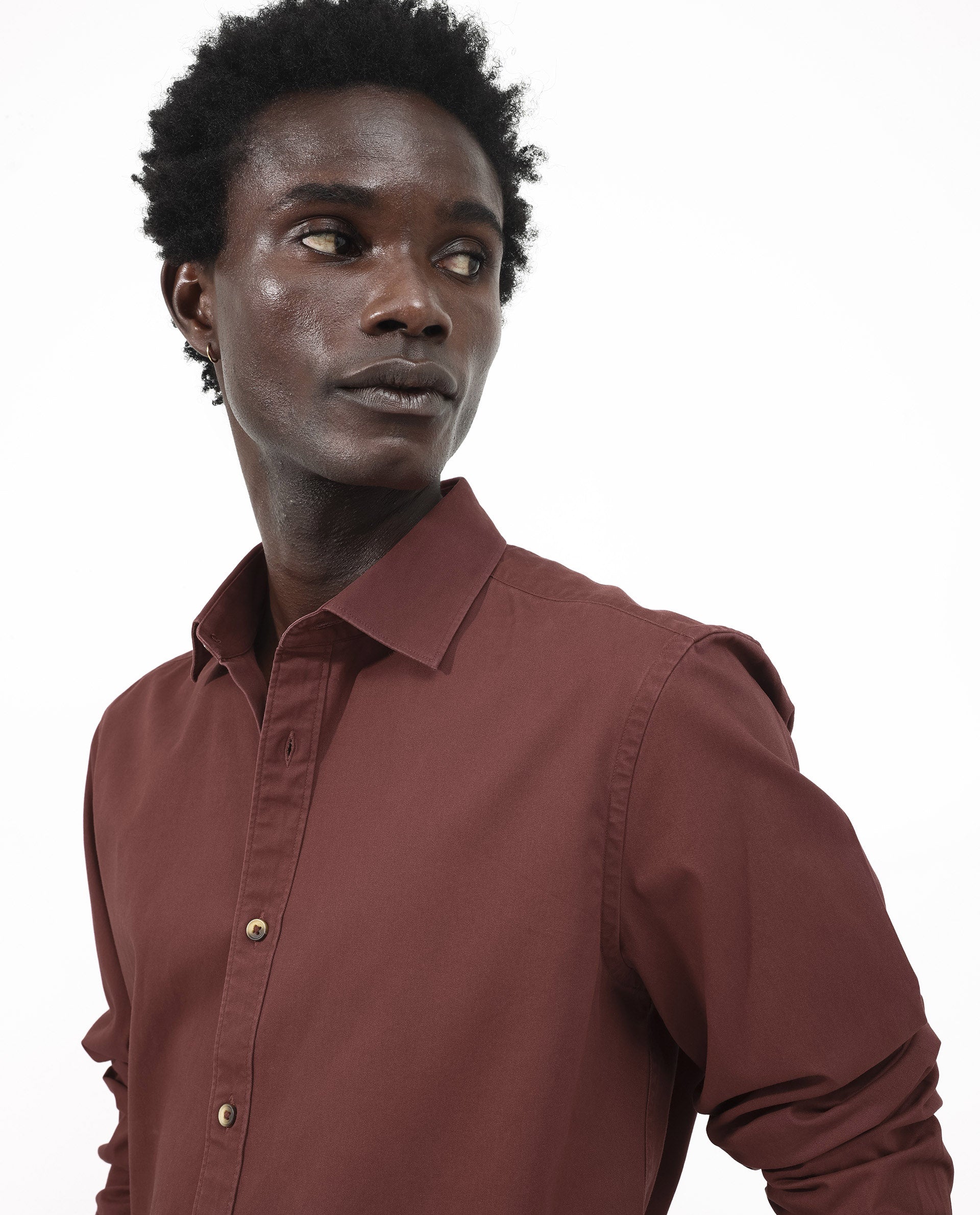 Rare Rabbit Men's Arlet Red Cotton Fabric Full Sleeve Regular Fit Solid Shirt