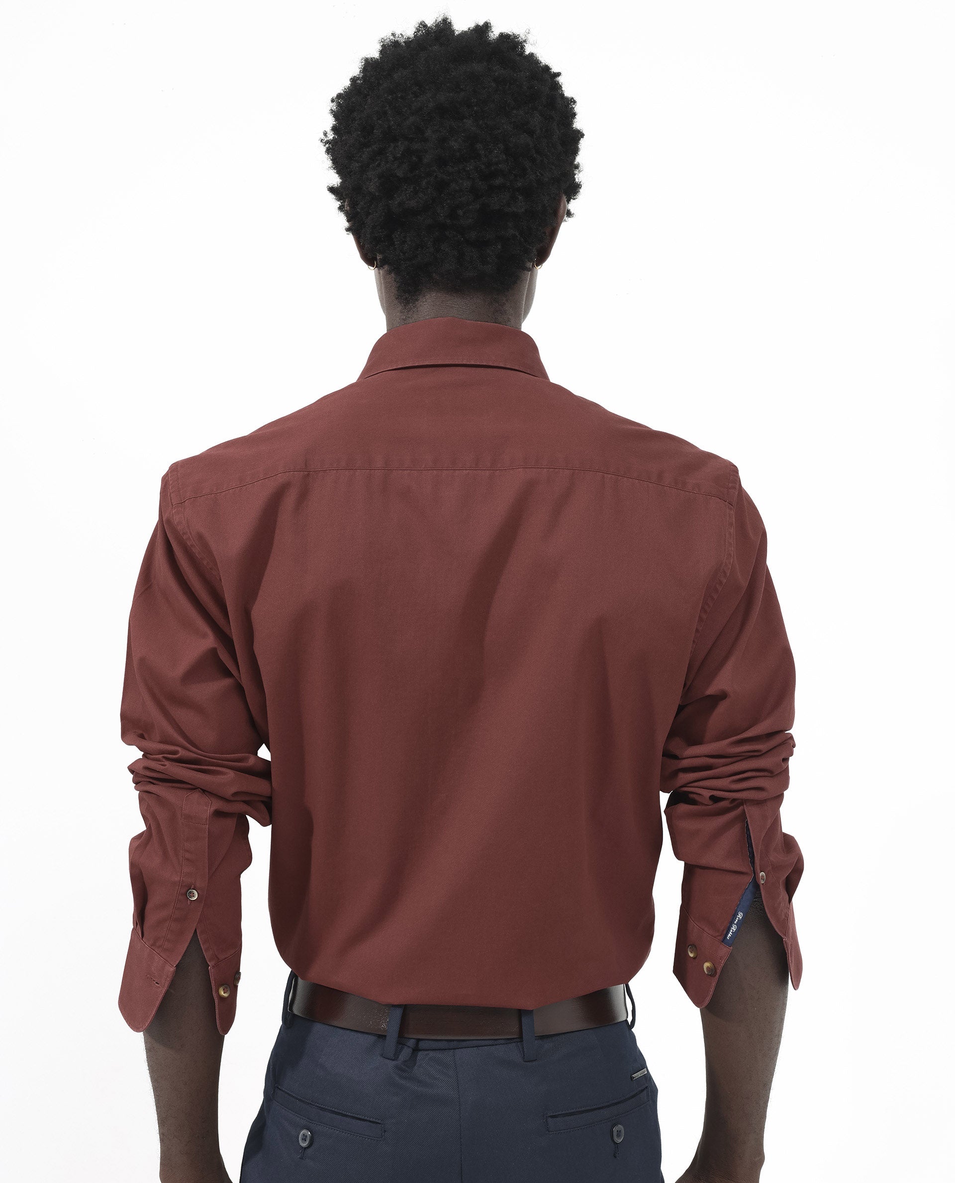 Rare Rabbit Men's Arlet Red Cotton Fabric Full Sleeve Regular Fit Solid Shirt