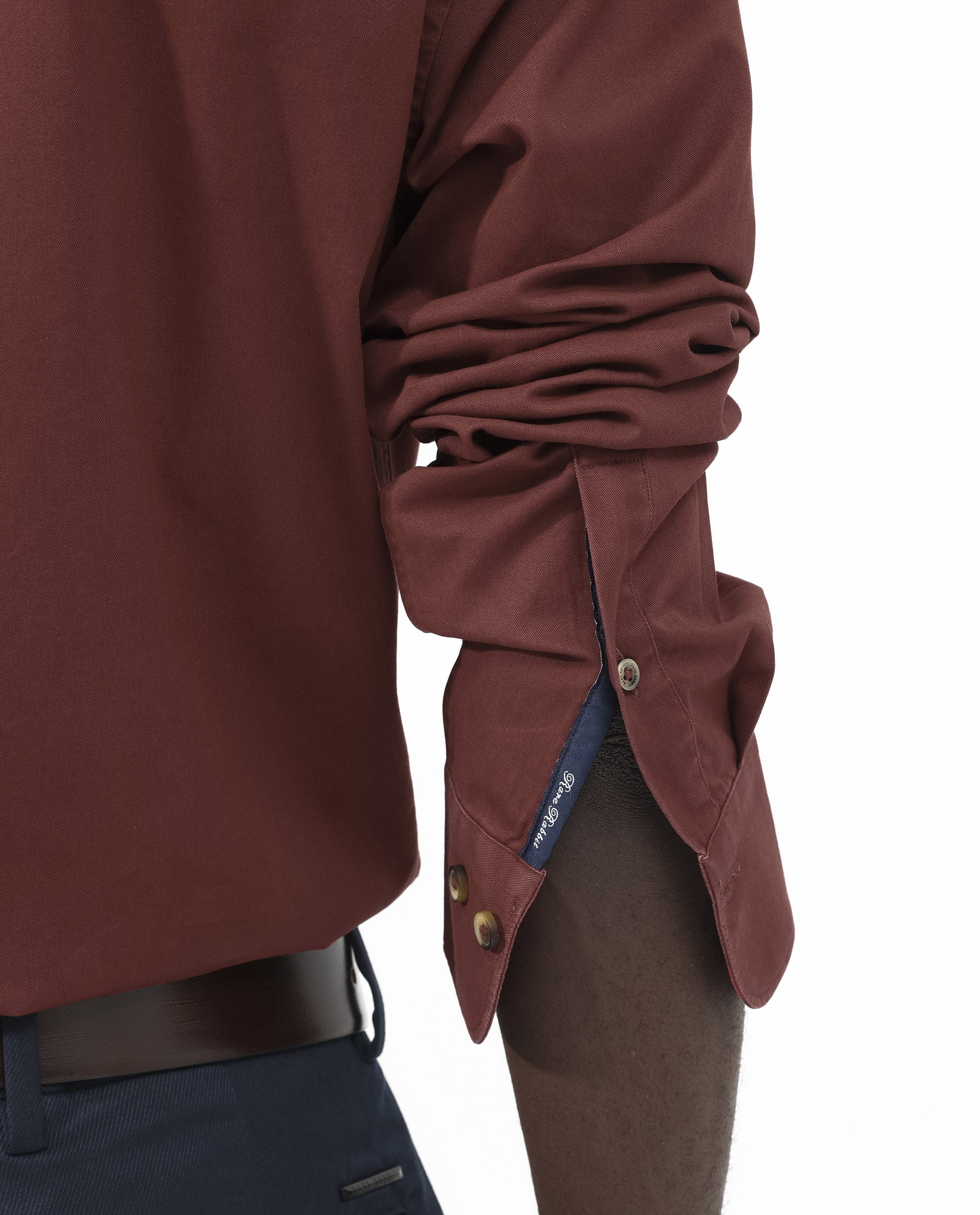 Rare Rabbit Men's Arlet Red Cotton Fabric Full Sleeve Regular Fit Solid Shirt