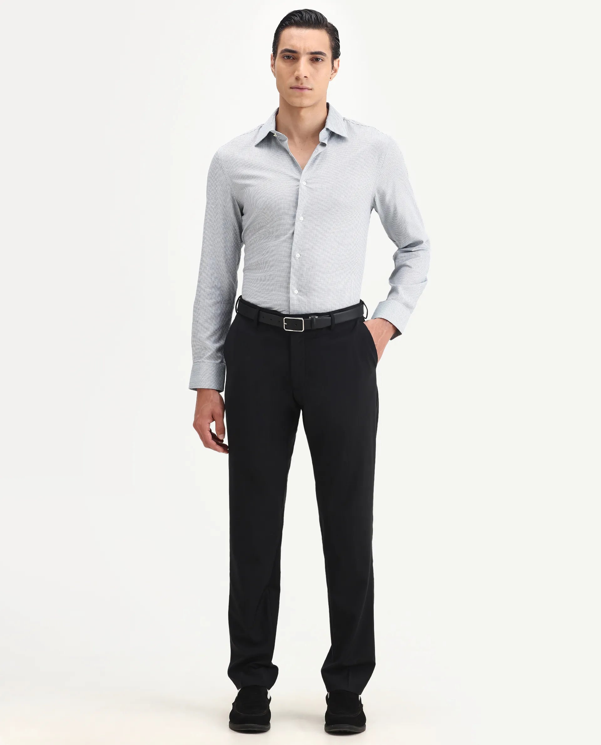 Rare Rabbit Men's Arlo-B Black Polyester Plain Slim Fit Full Sleeve Lapel Neck Suits