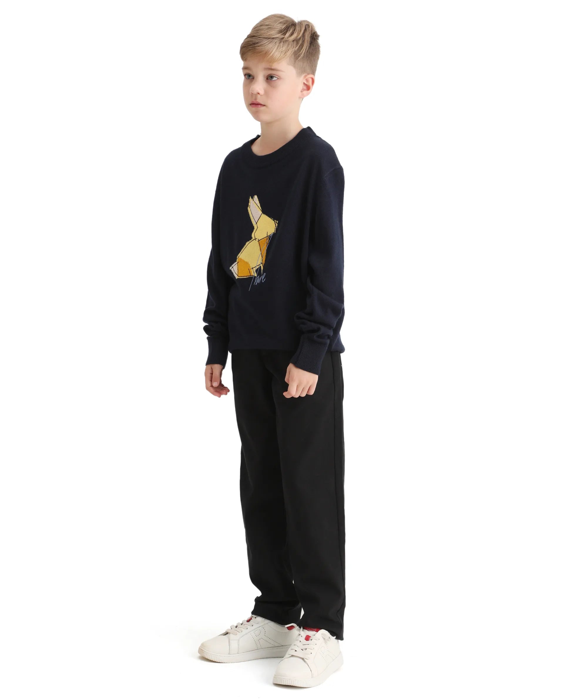 Rare Ones Kids Arne-K Black Cotton Blend Solid Button Closure Regular Fit Trouser