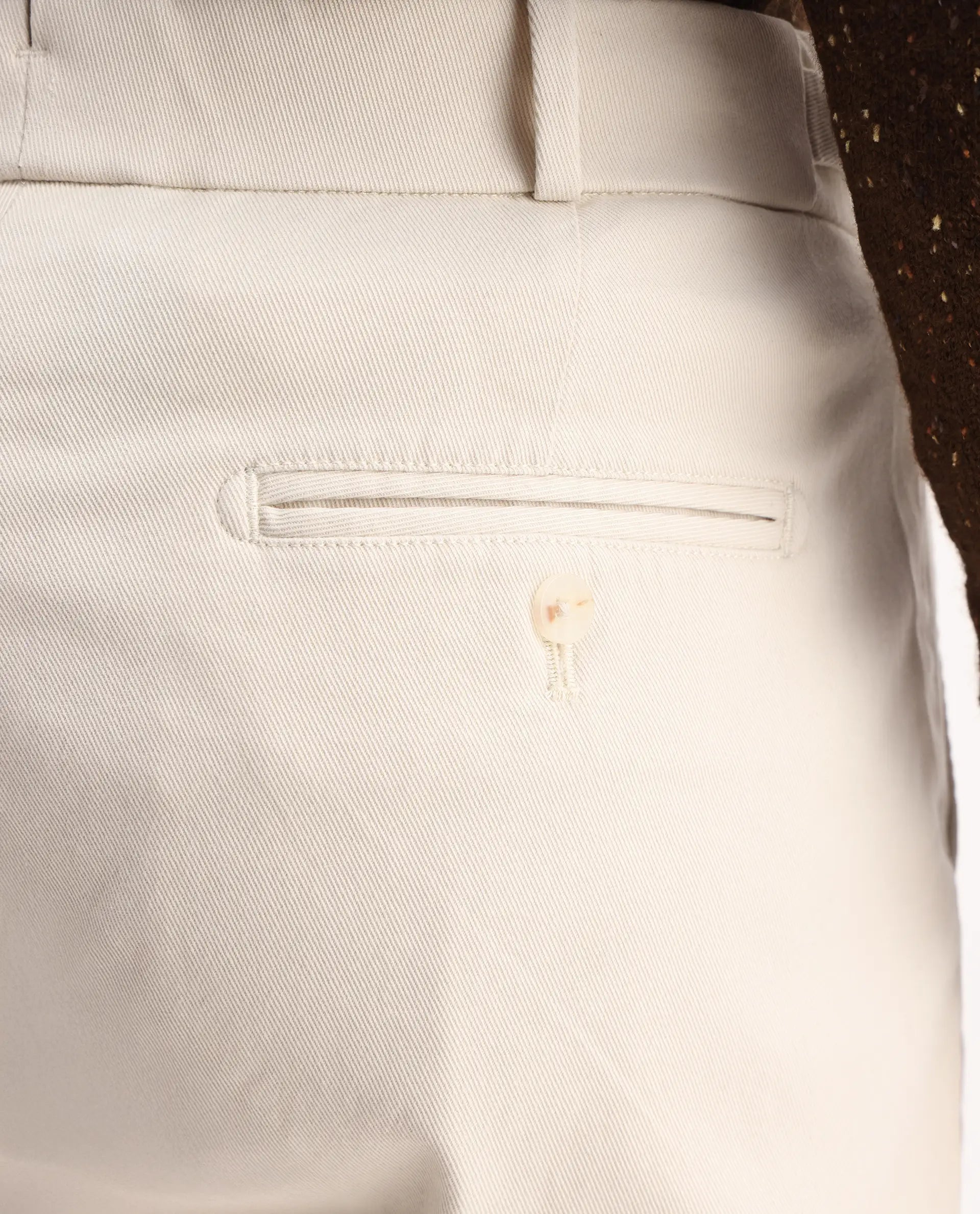 Rare Rabbit Men's Arne Off White Cotton Blend Plain Regular Fit Trouser