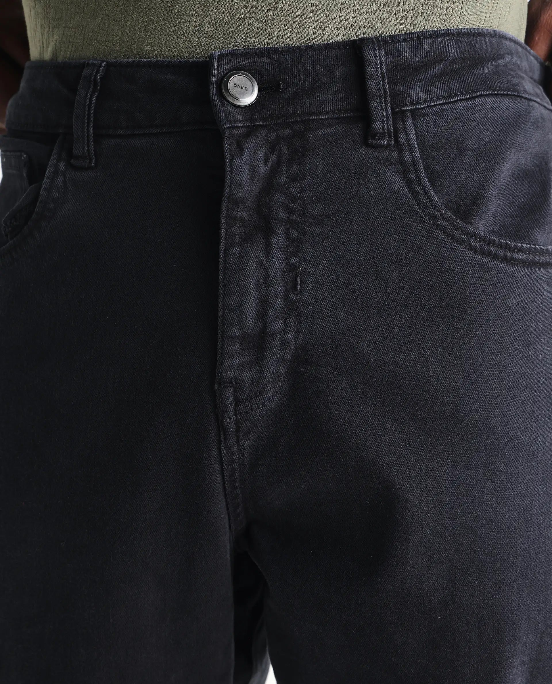 Rare Rabbit Men's Arni Navy Cotton Plain Carpenter Fit Jeans