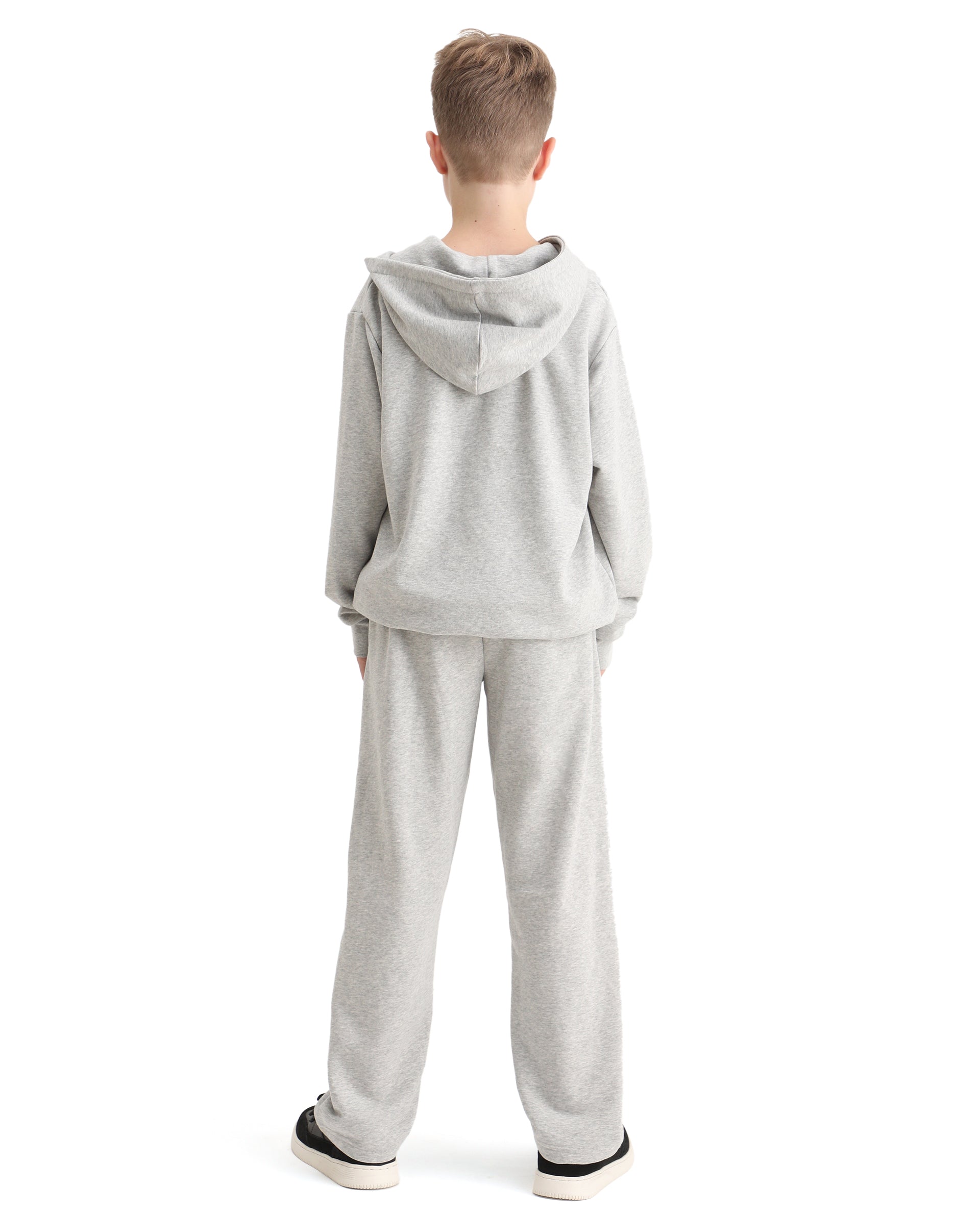 Rare Ones Kids Arno-B Melange Grey Cotton Blend Drawstring Closure Regular Fit Trackpant
