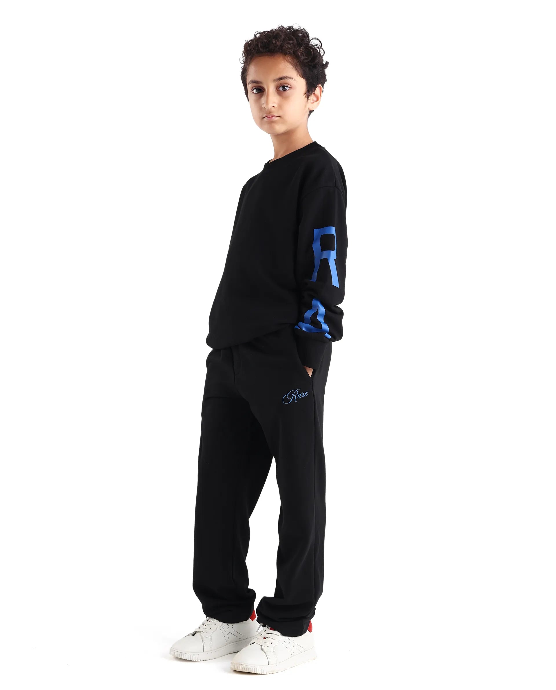 Rare Ones Kids Draw Black Cotton Pull On Crew Neck Full Sleeves Fit Sweatshirt