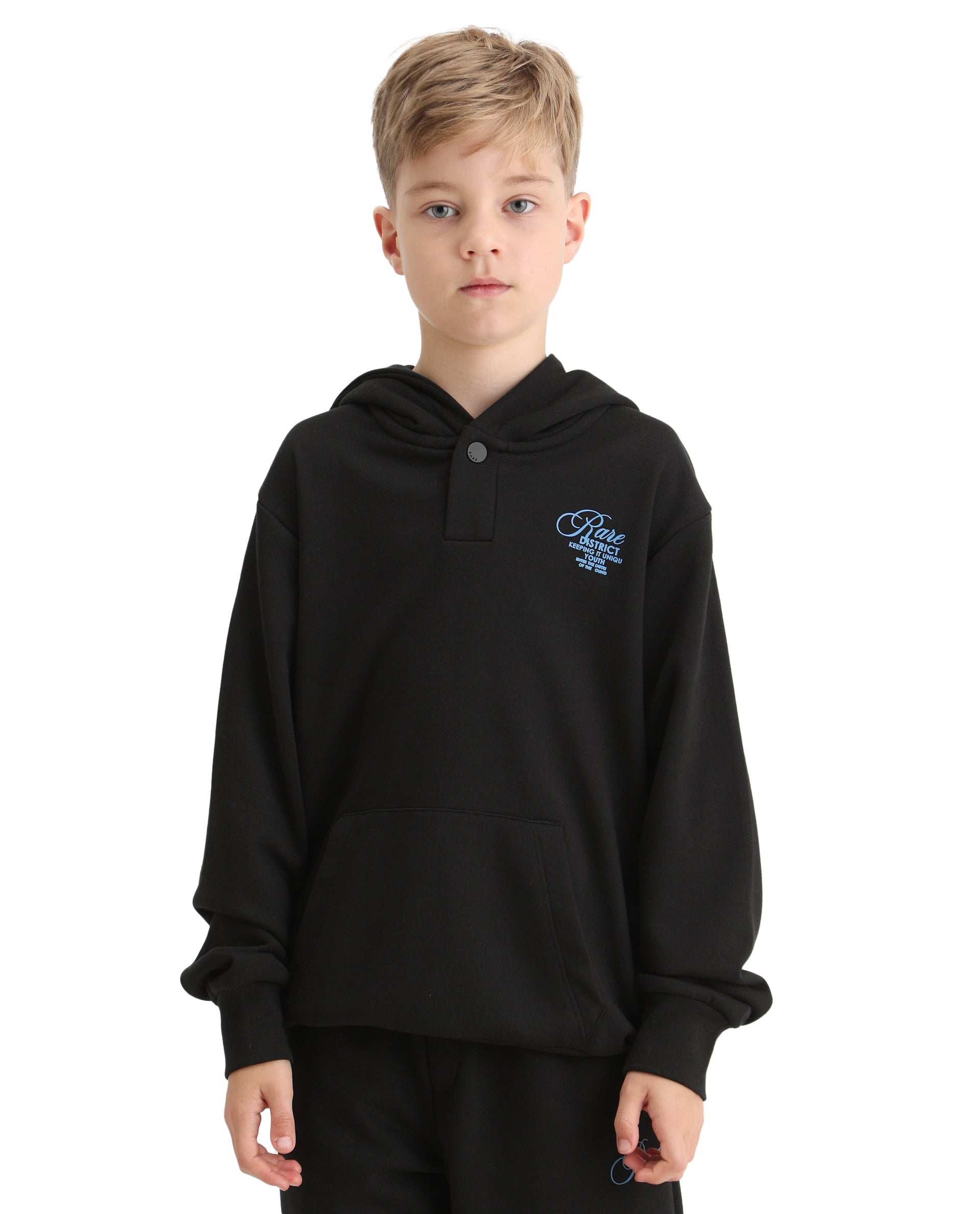 Rare Ones Kids Arno Black Cotton Blend Hd Print Oversized Sweatshirt