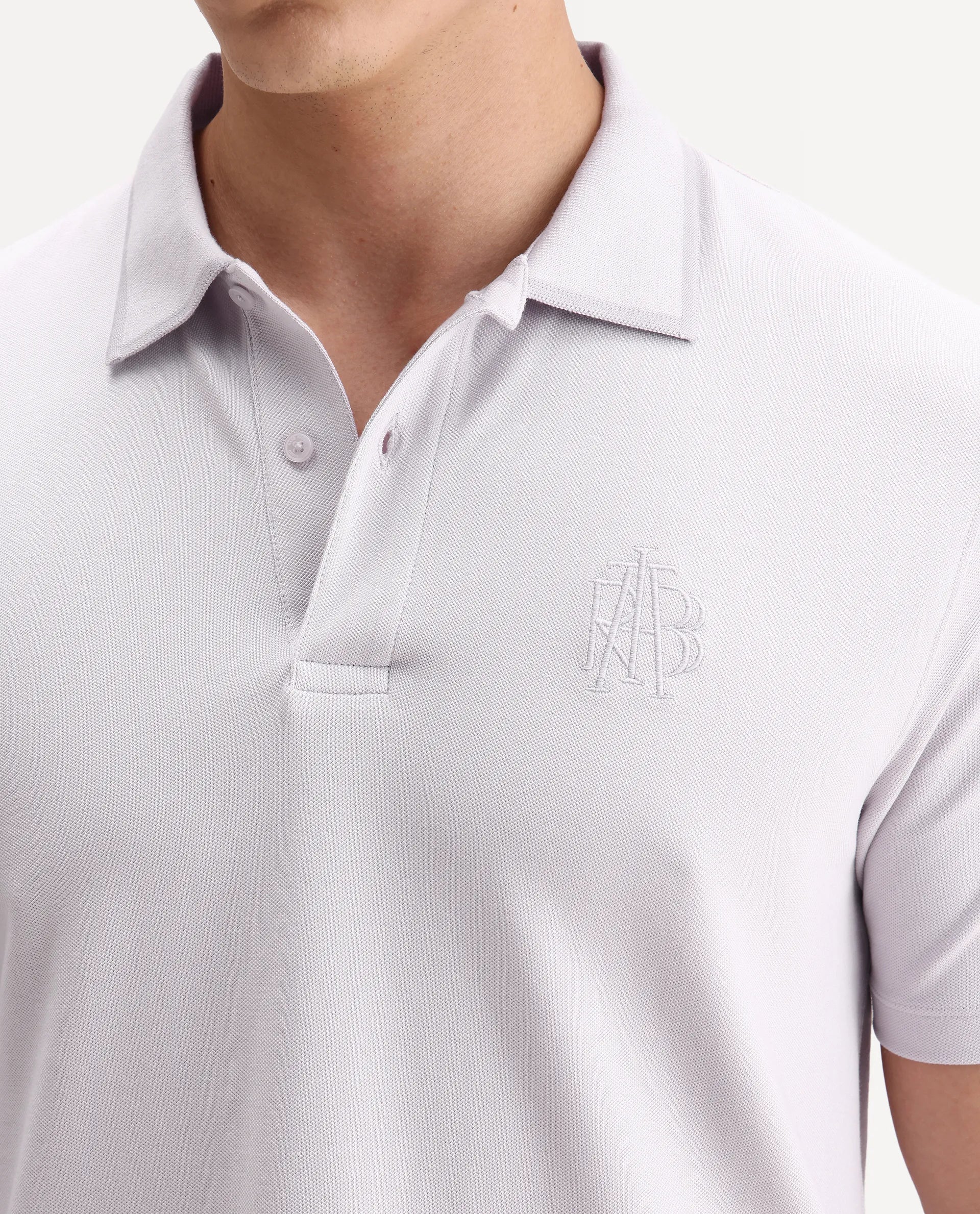 Rare Rabbit Men's Aroe Pastel Purple Lycra Plain Regular Fit Half Sleeve Polo