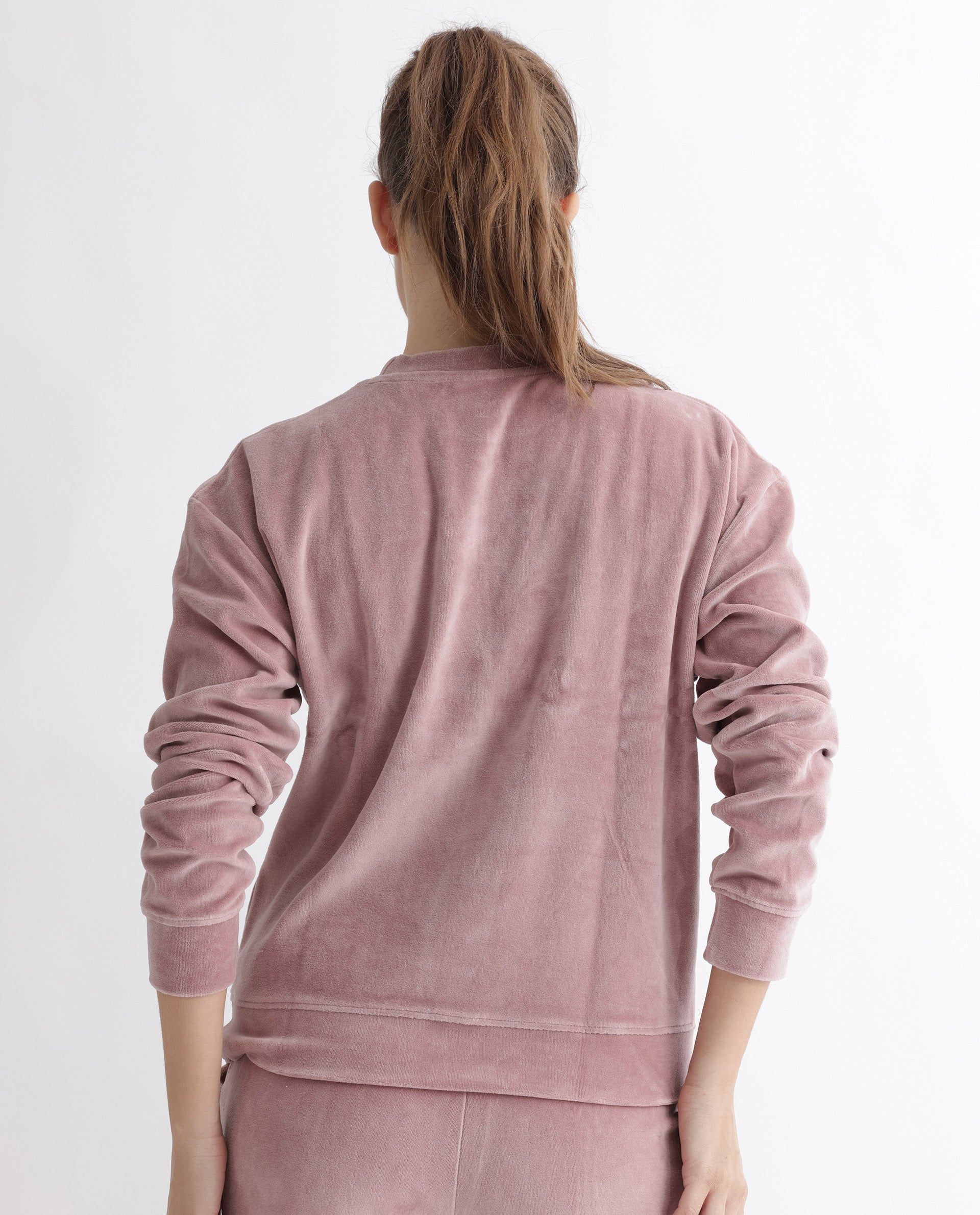 Rareism Articale Women Micolo Dusky Pink Cotton Blend Fabric Full Sleeves Cuffed Sleeve Round Neck Regular Fit Graphic Print Sweatshirt