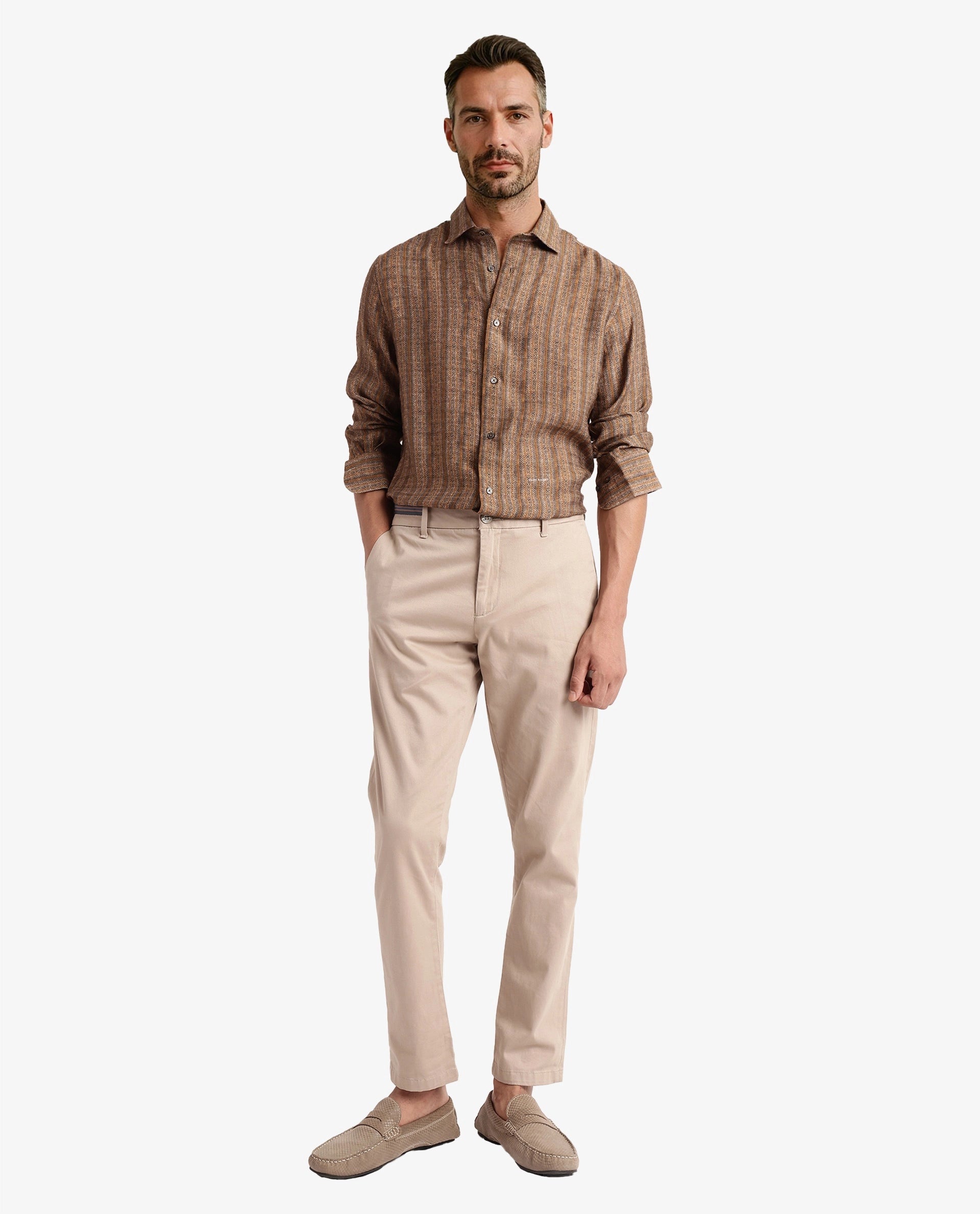 Rare Rabbit Men Artico Mustard Full Sleeve Regular Fit Decorative Print Shirt