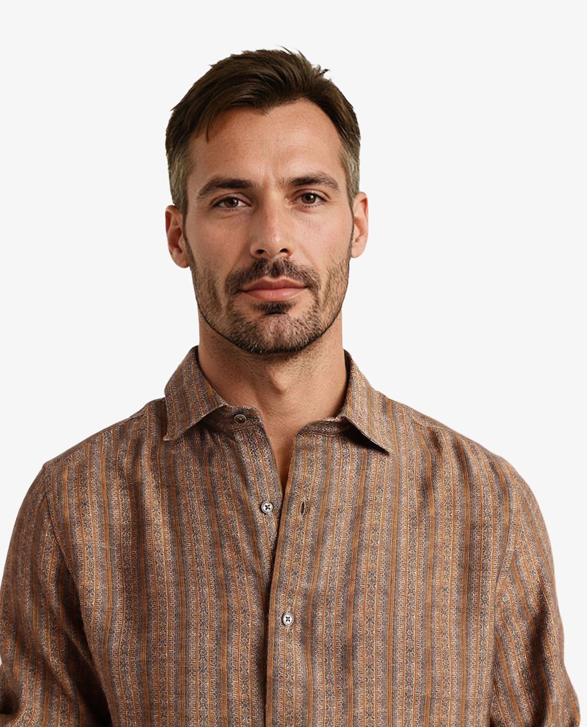 Rare Rabbit Men Artico Mustard Full Sleeve Regular Fit Decorative Print Shirt