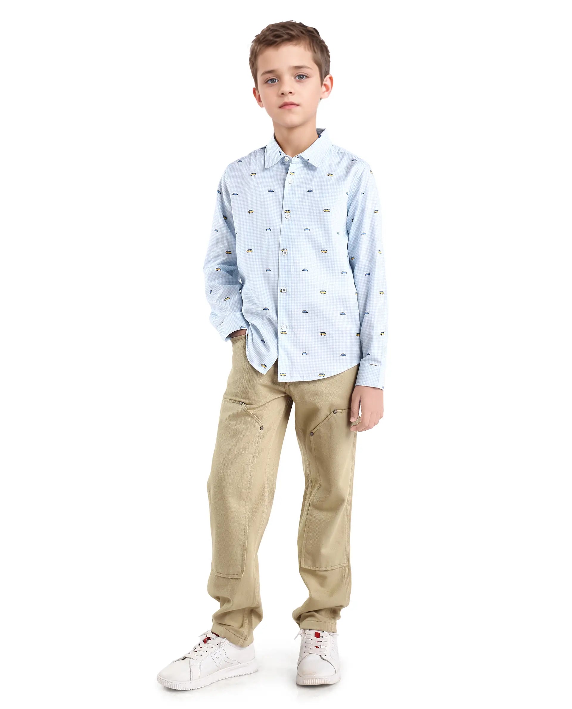 Rare Ones Kids Arvi-K Beige Cotton Button And Zip Carpenter Fit Denim Pant