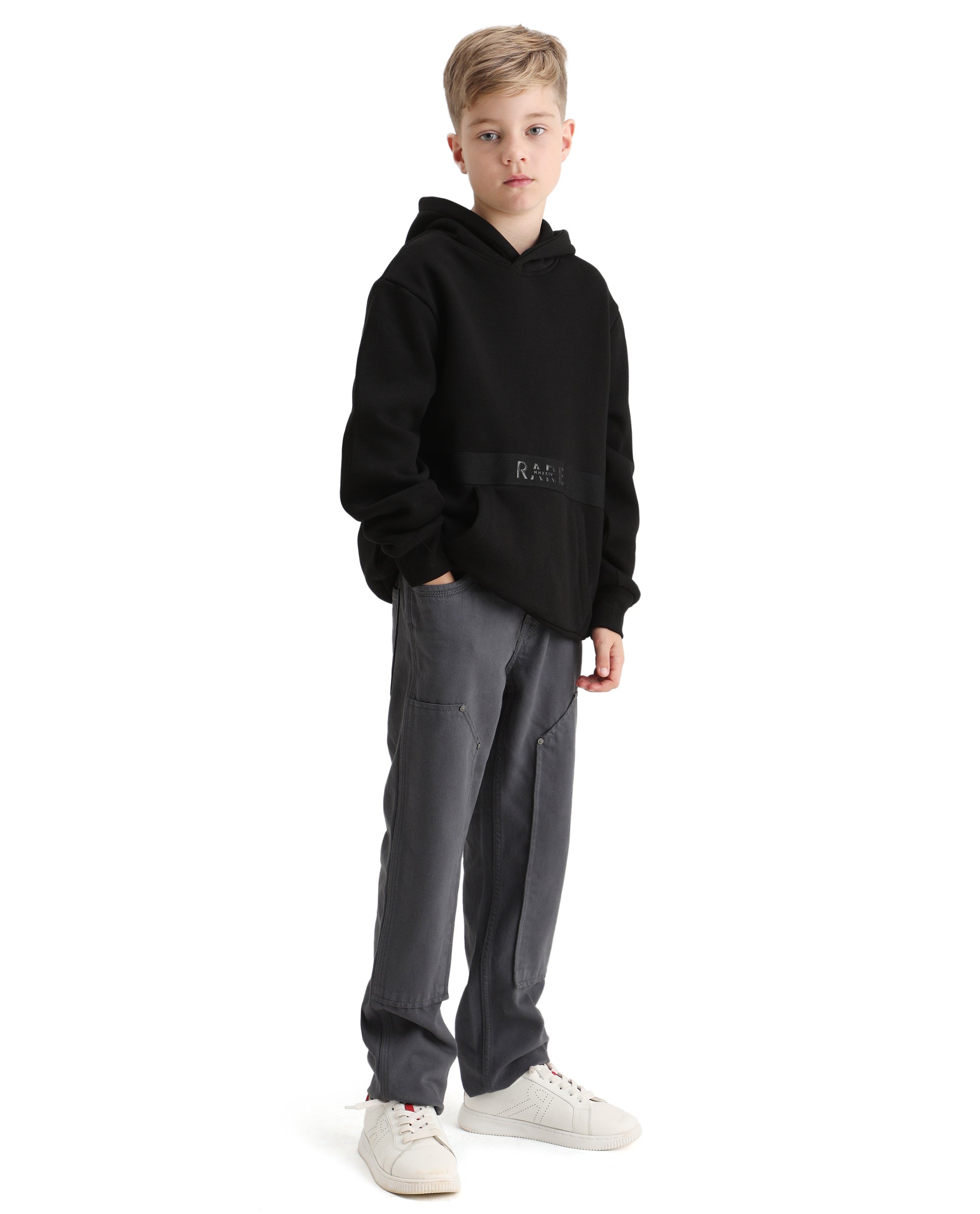 Rare Ones Kids Arvi-K Blue Cotton Button And Zip Carpenter Fit Jeans
