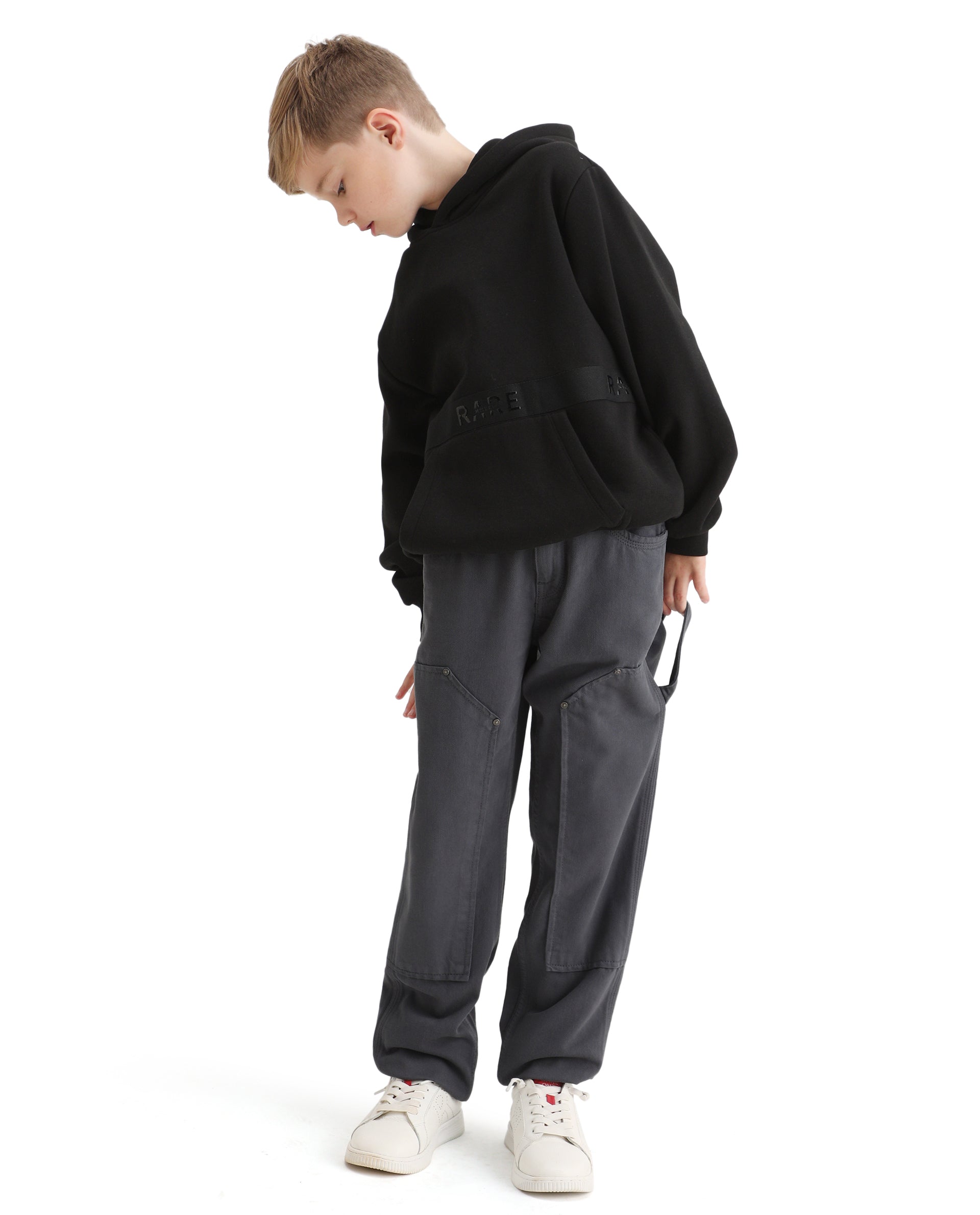 Rare Ones Kids Arvi-K Blue Cotton Button And Zip Carpenter Fit Jeans