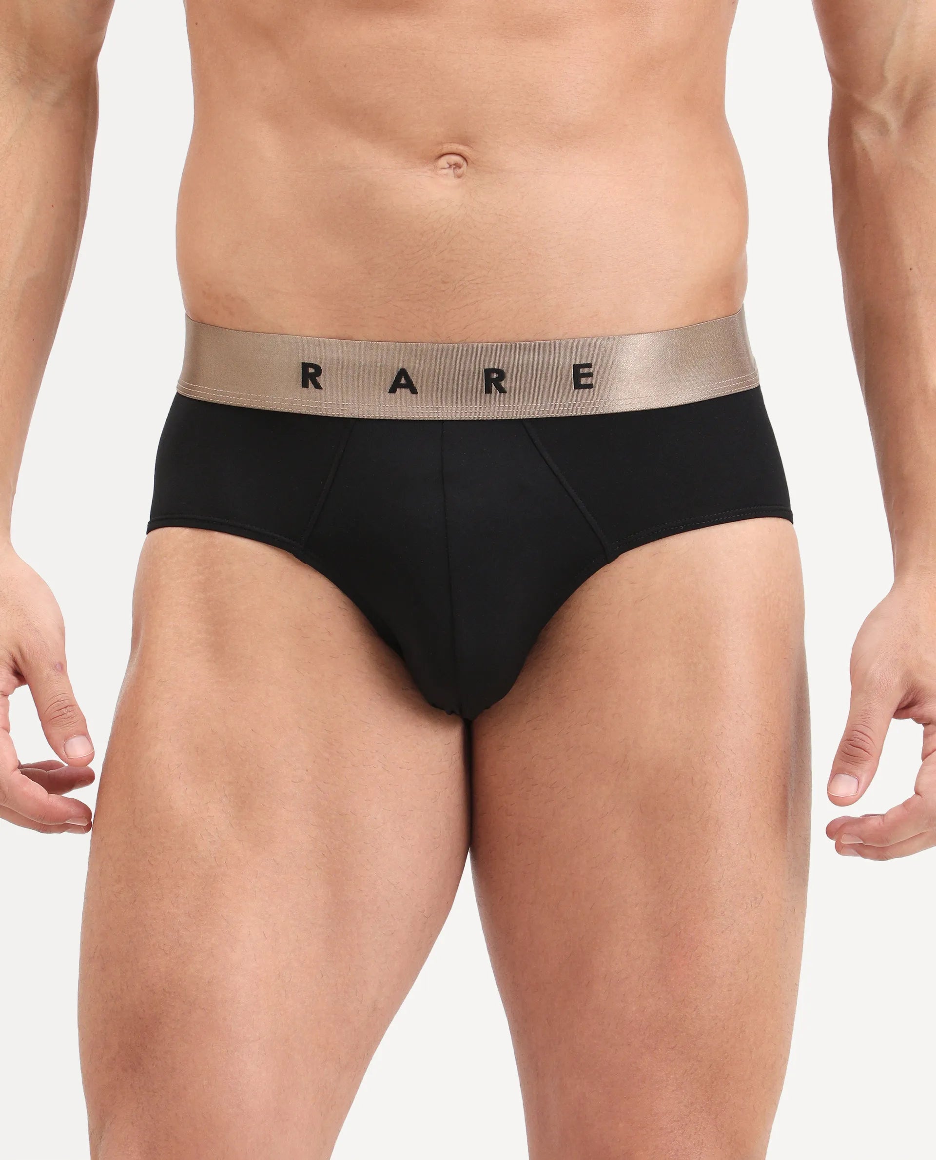 Rare Rabbit Men's Asit Black Soft Nylon Blend Stretch Briefs