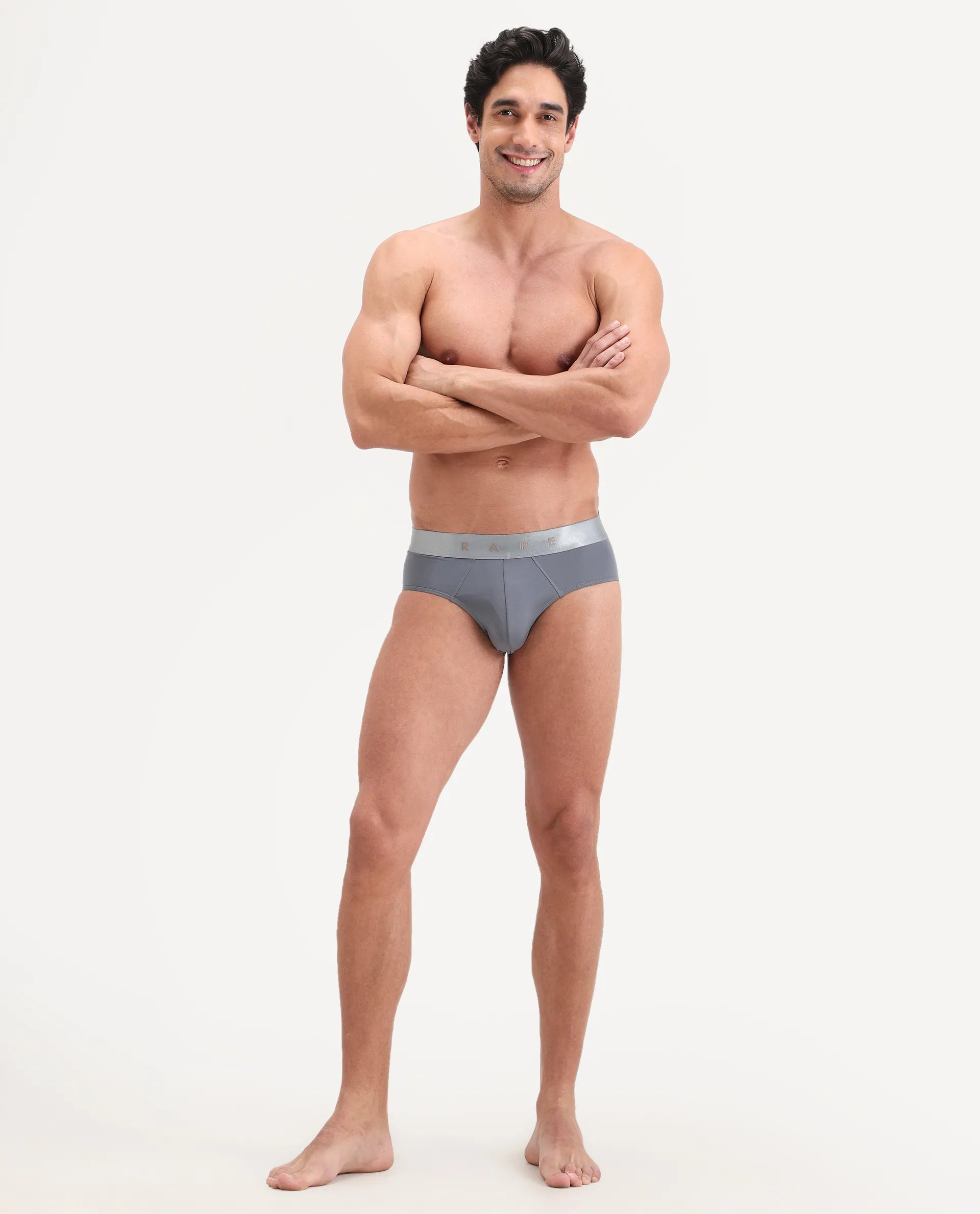 Rare Rabbit Men's Asit Blue Soft Nylon Blend Stretch Briefs