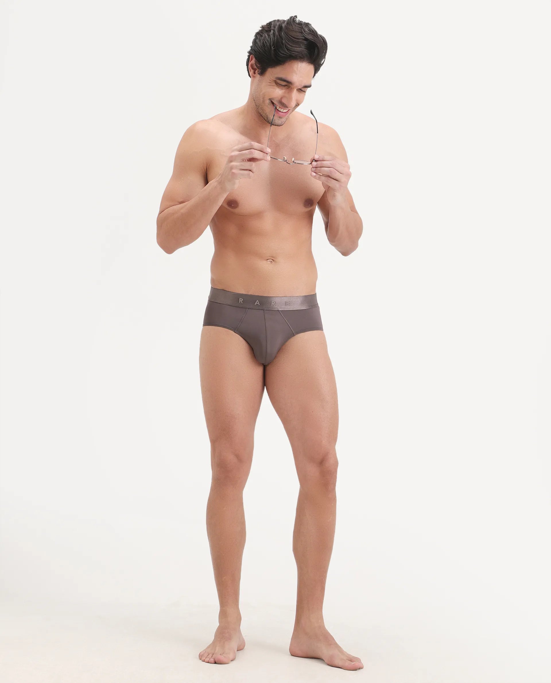 Rare Rabbit Men's Asit Dusky Pink Soft Nylon Blend Stretch Briefs