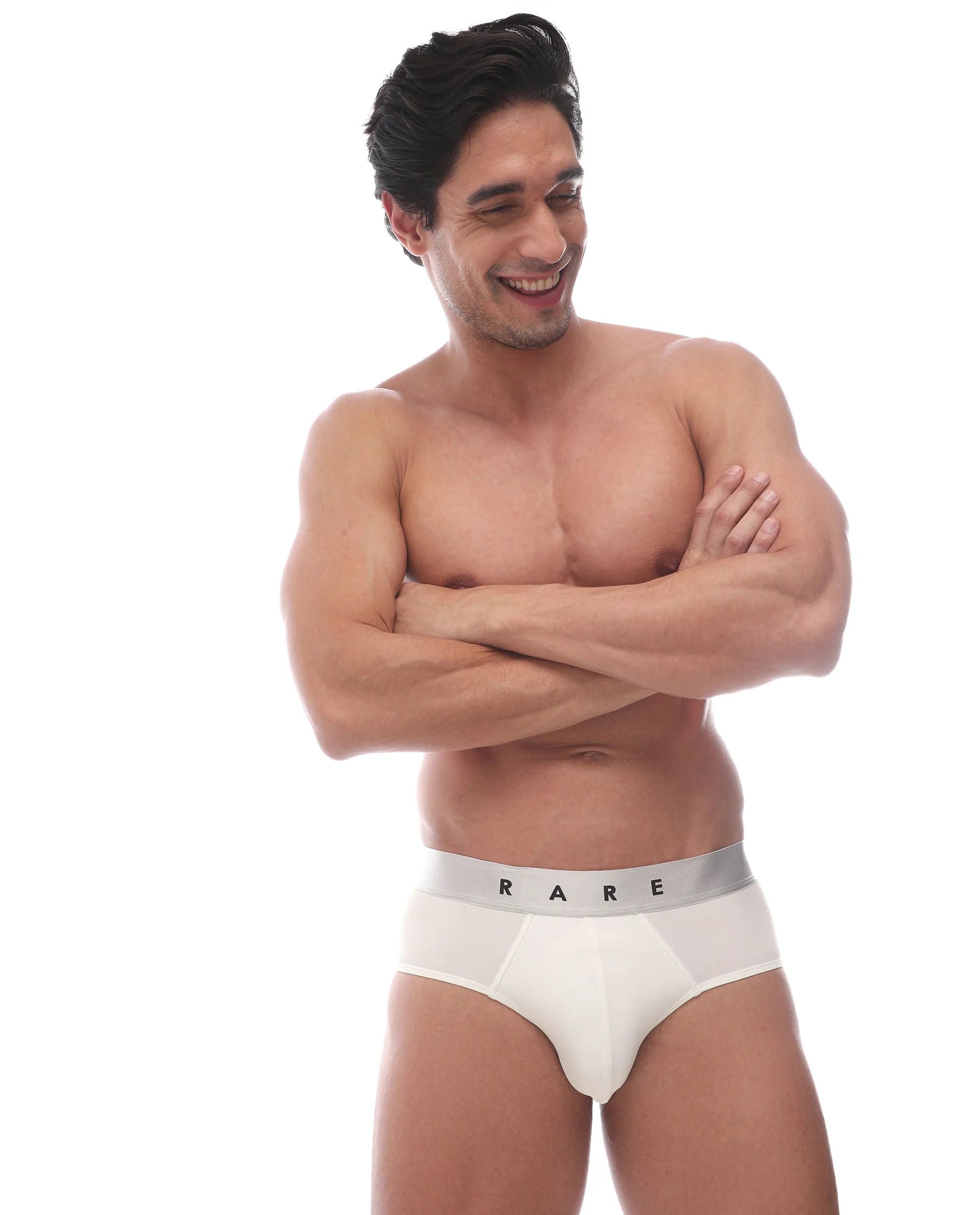 Rare Rabbit Men's Asit Off White Soft Nylon Blend Stretch Briefs