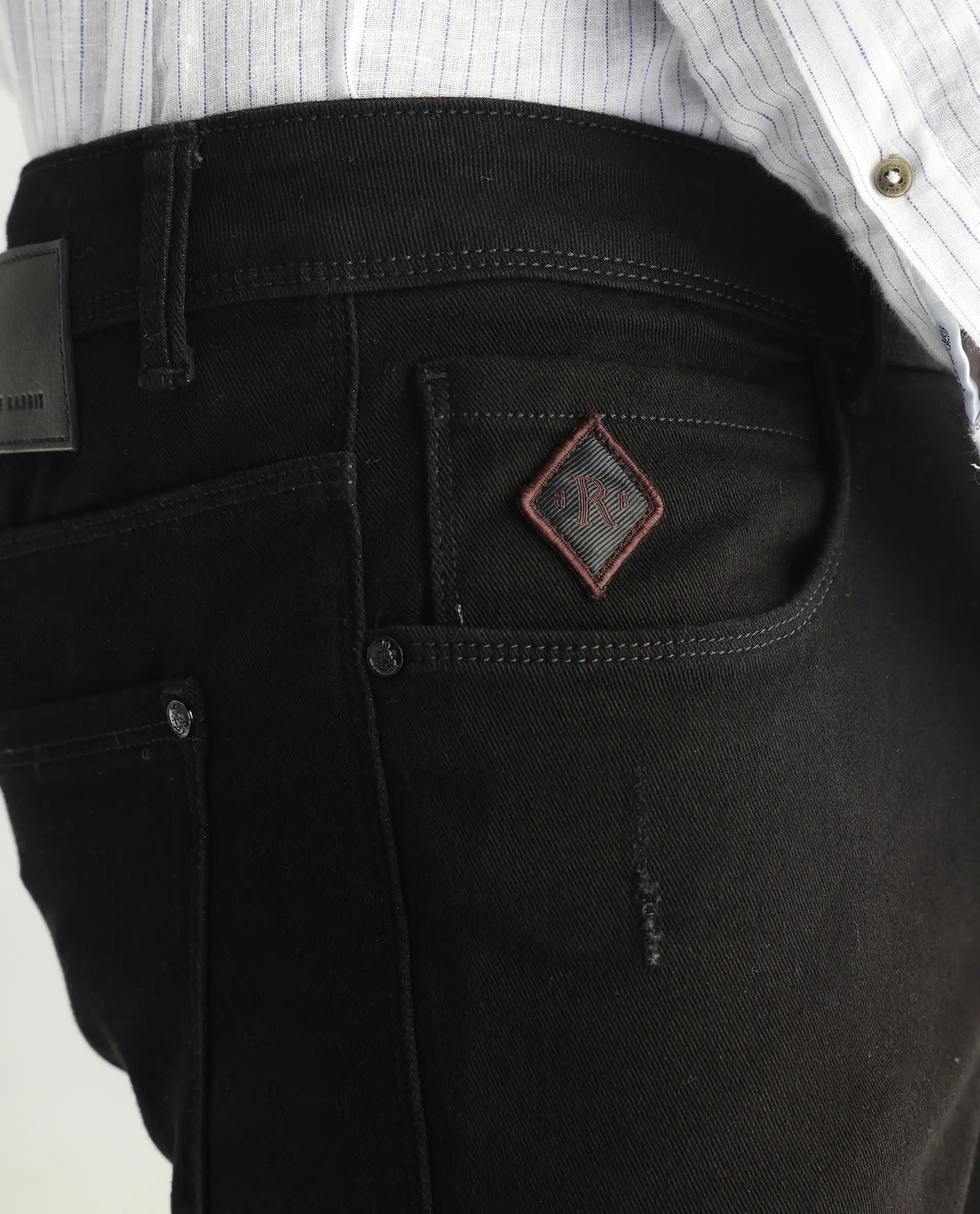 Rare Rabbit Men's Astred Black Cotton Plain Hawk Slim Fit Jeans