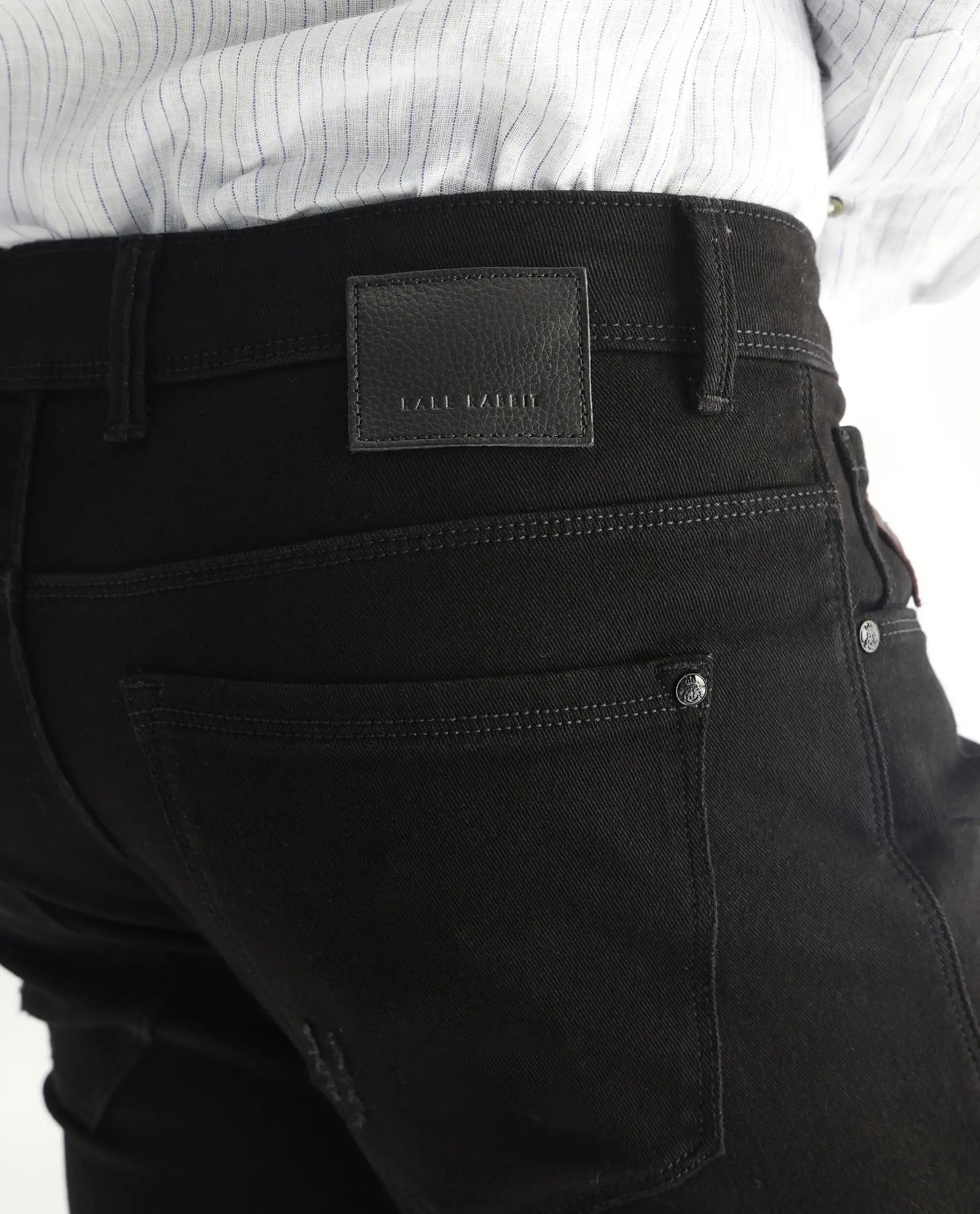 Rare Rabbit Men's Astred Black Cotton Plain Hawk Slim Fit Jeans