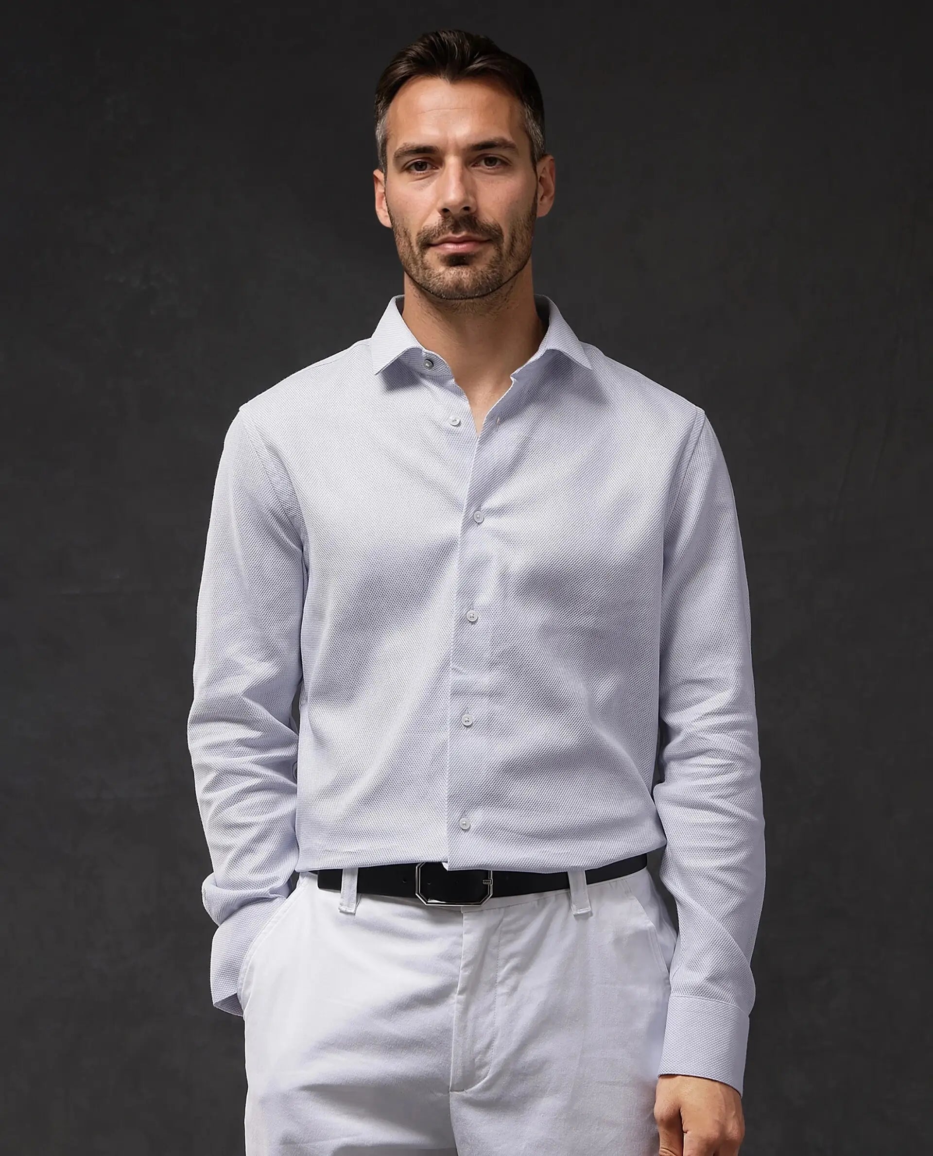 Rare Rabbit Men Astron-1 Pastel Purple Full Sleeve Regular Fit Plain Shirt